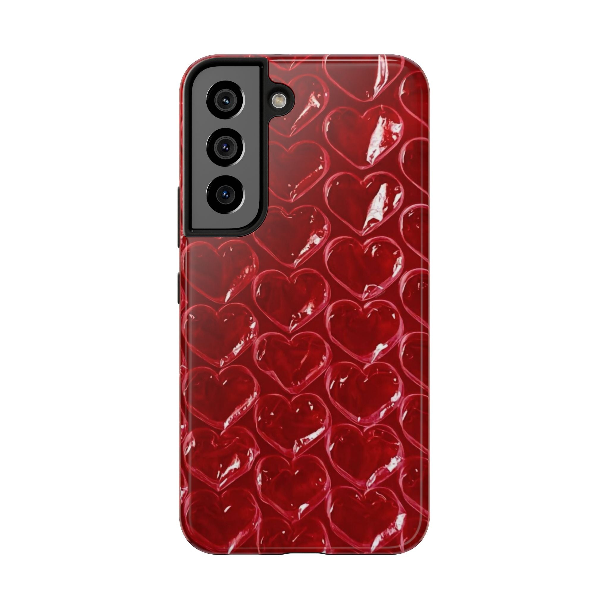 Red Heart Bubble Phone Case,  iPhone & Samsung Cute Love Pattern, Slim Protective Cover, Girls Women Design