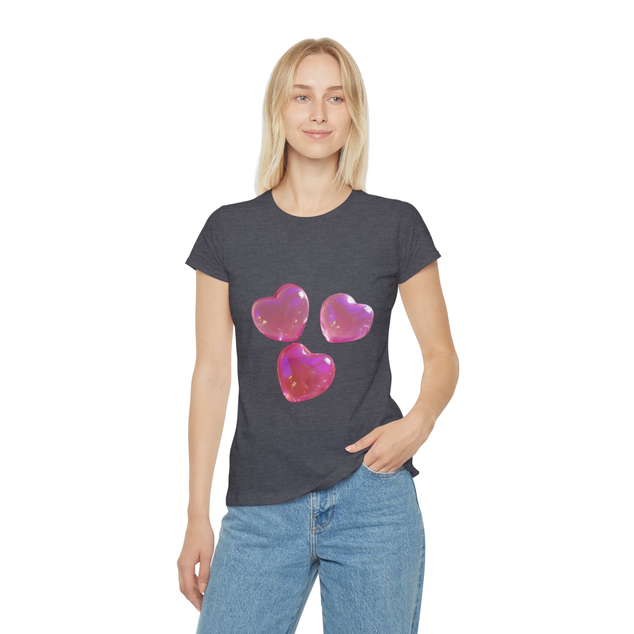Jelly Pink Hearts T-Shirt, Cute Love Graphic Tee, Aesthetic Heart Design, Soft Cotton Apparel, Unique Gift for Women Girls