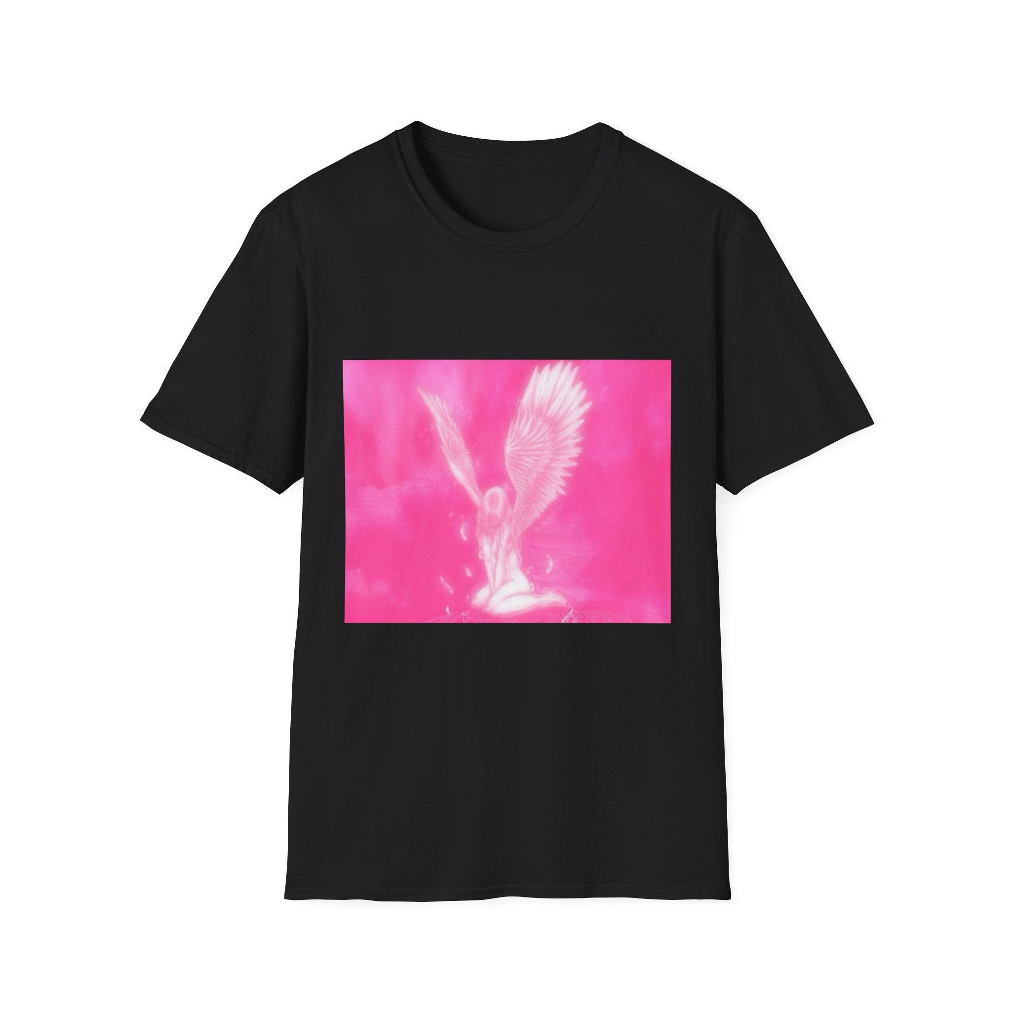 Pink Angel T-Shirt, Aesthetic Wing Graphic Tee, Heavenly Art Shirt, Soft Cotton Apparel, Unique Gift for Women Men