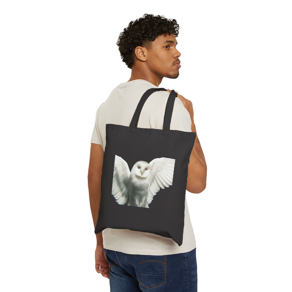 Sova Bird White Owl Tote Bag, Flying Bird Animal Design, Aesthetic Cotton Canvas Bag, Reusable Shopping Gift, Nature Lover Accessory