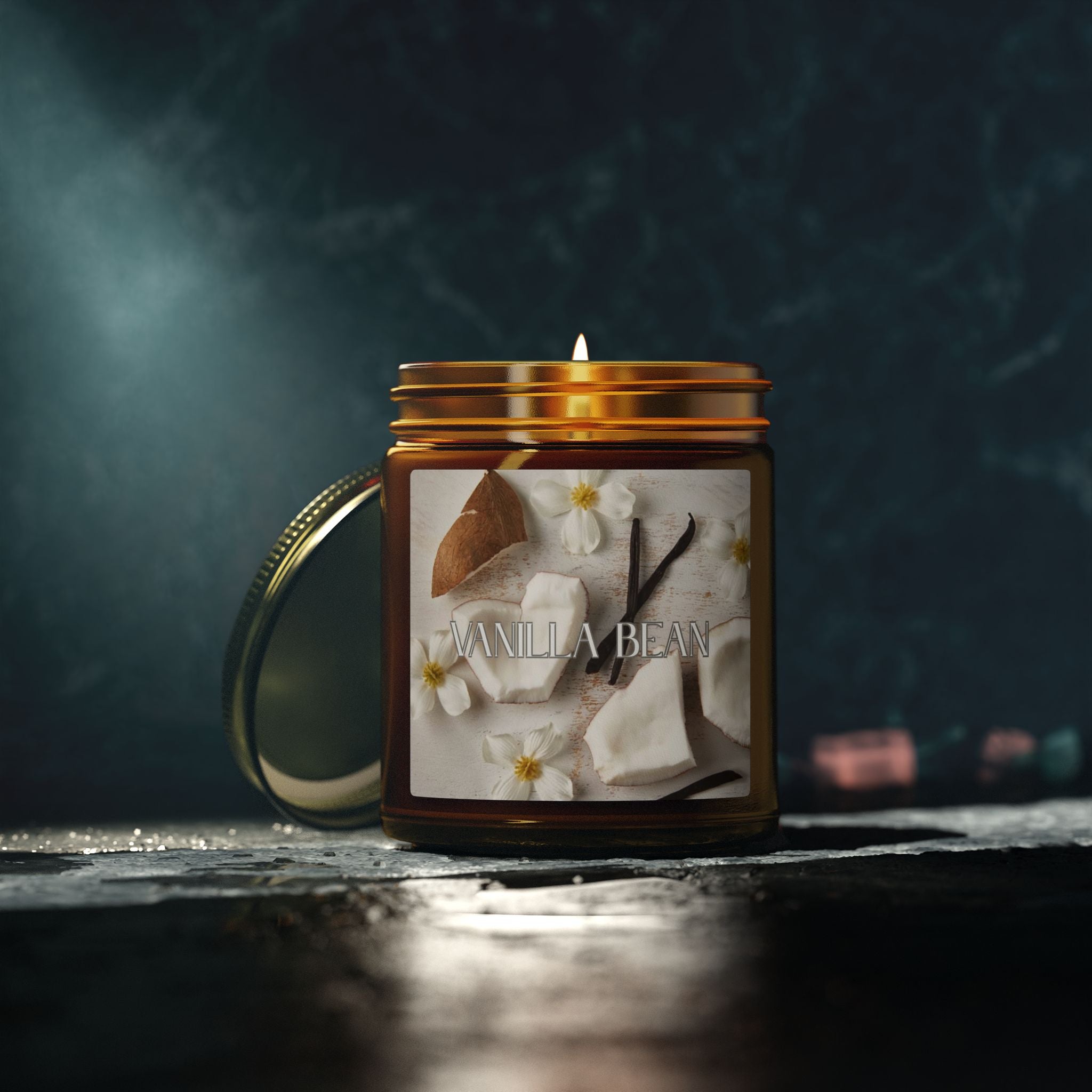 Vanilla Bean Scented Candle, Coconut Apricot Wax, Cozy Home Fragrance, Long Lasting Clean Burn, Aromatherapy Gift, 4oz & 9oz