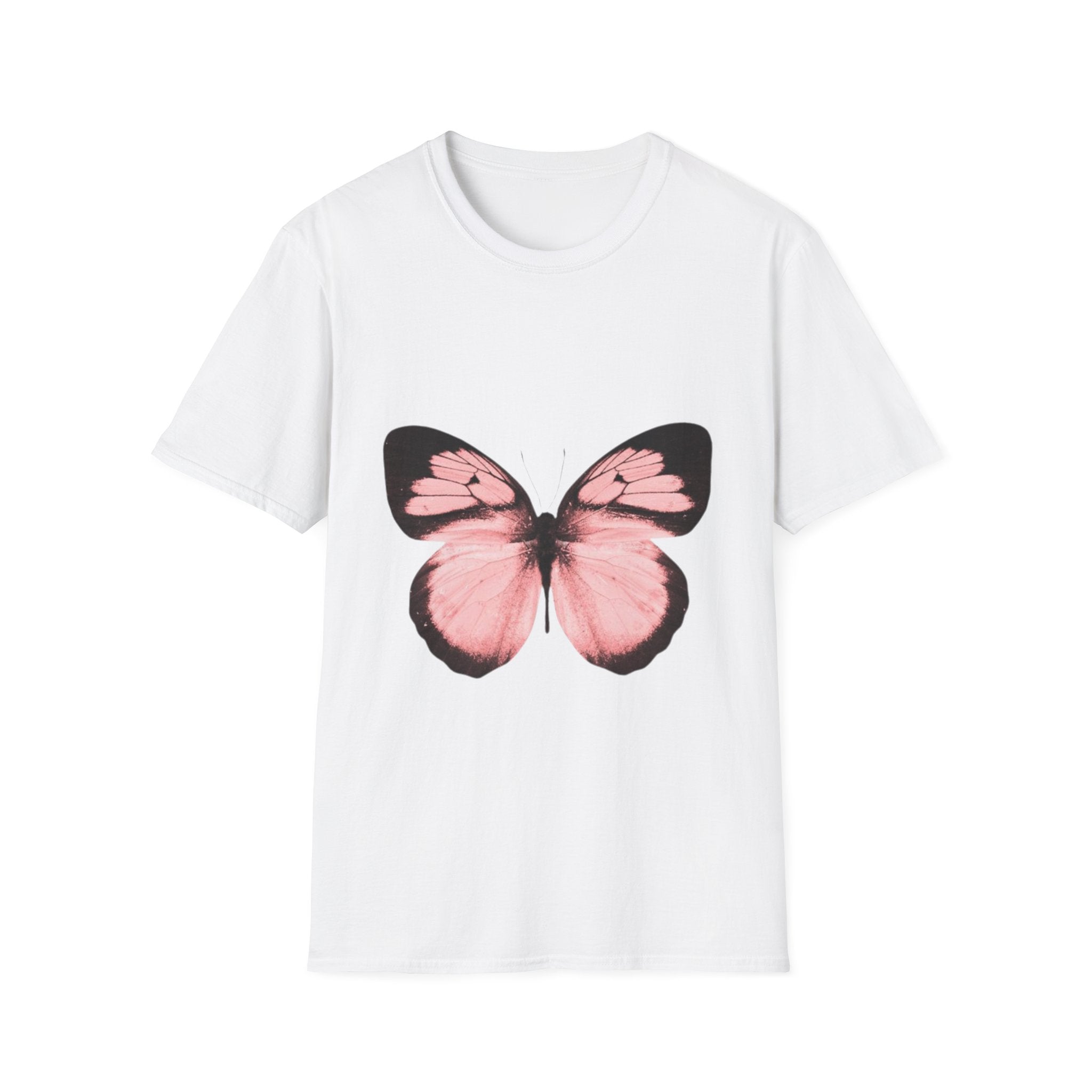Pink Butterfly T-Shirt, Aesthetic Insect Graphic Tee, Nature Art Shirt, Soft Cotton Apparel, Unique Gift for Women Men