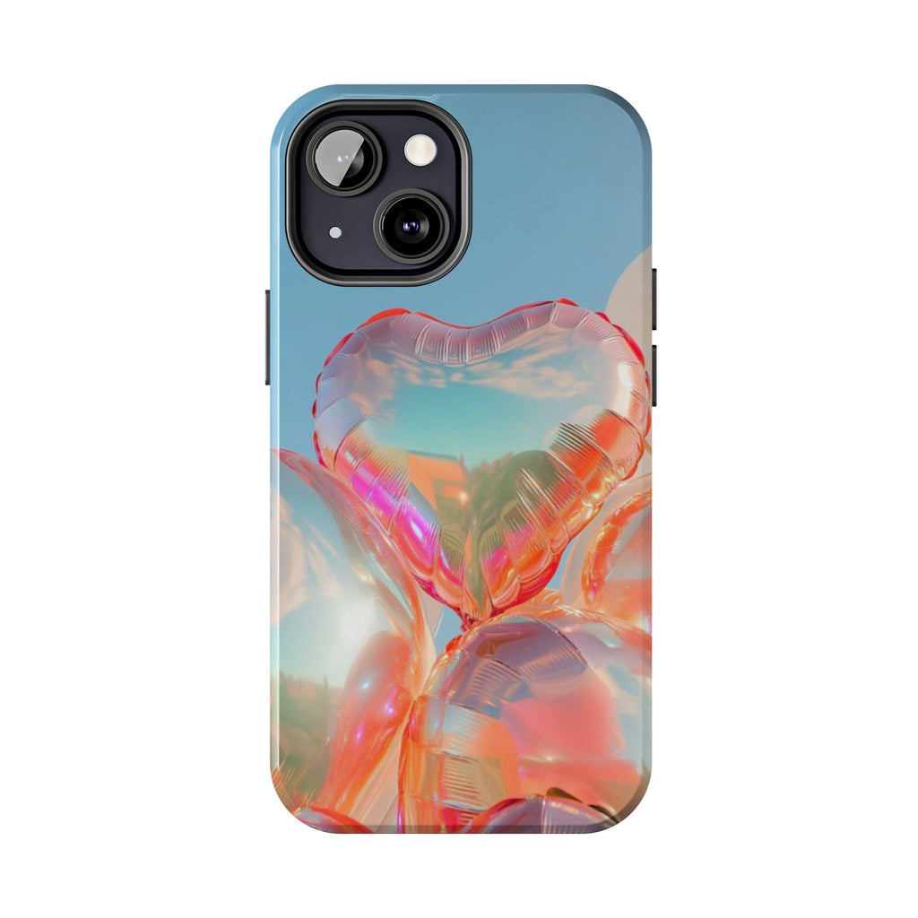 Heart Balloon Phone Case, Iridescent Love Design, iPhone & Samsung Protective Cover, Cute Aesthetic Fun, Girls Women Unique Gift