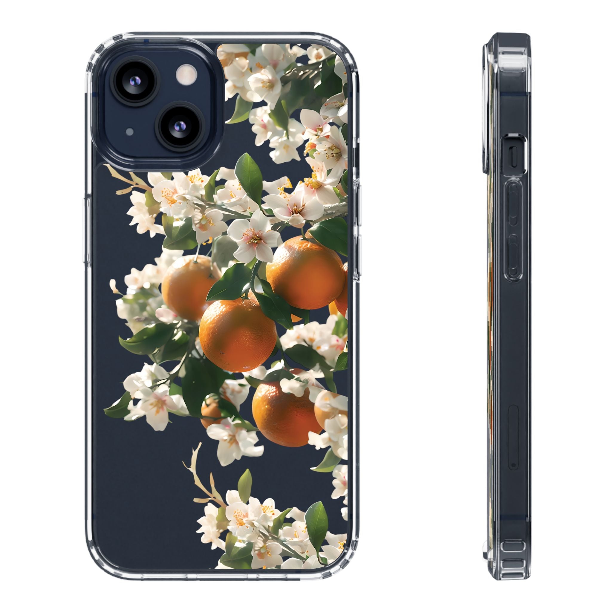 Citrus Blossom Floral Clear Phone Case, Protective Gift for Her, iPhone, Samsung, Google, Huawei