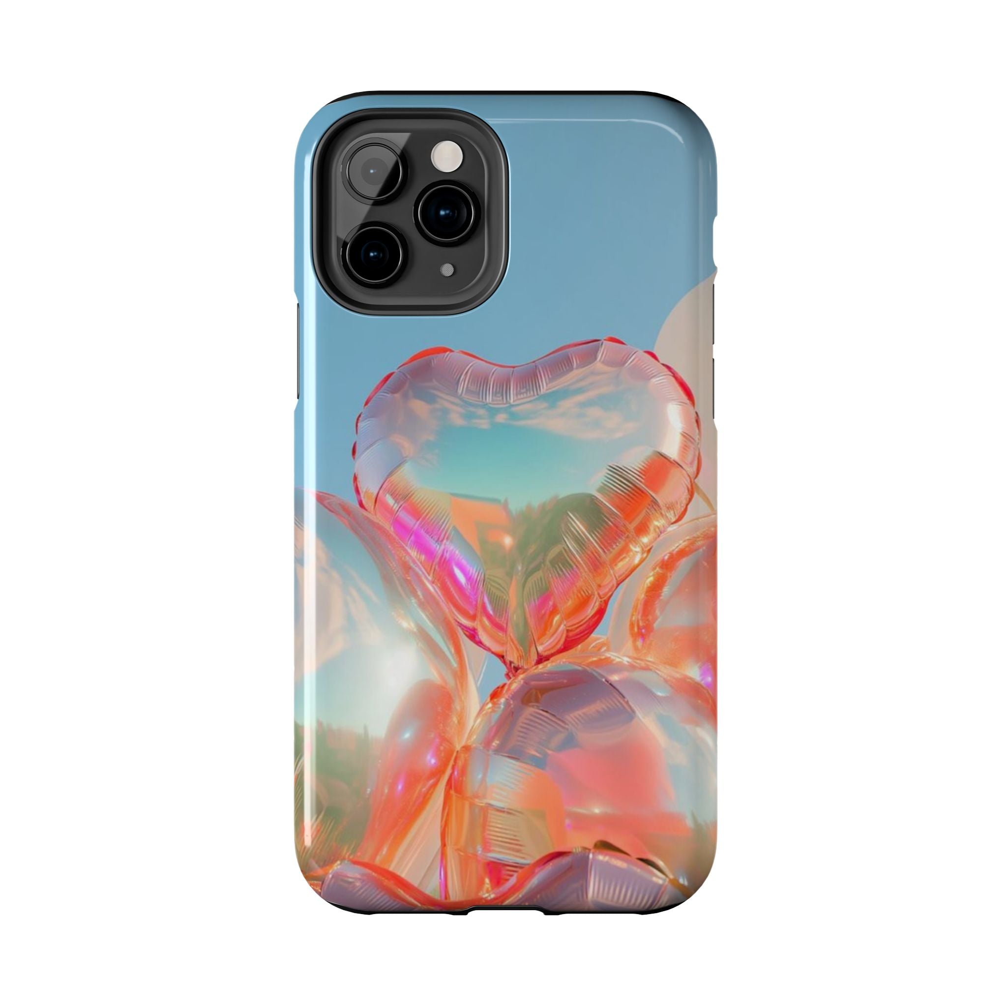 Heart Balloon Phone Case, Iridescent Love Design, iPhone & Samsung Protective Cover, Cute Aesthetic Fun, Girls Women Unique Gift