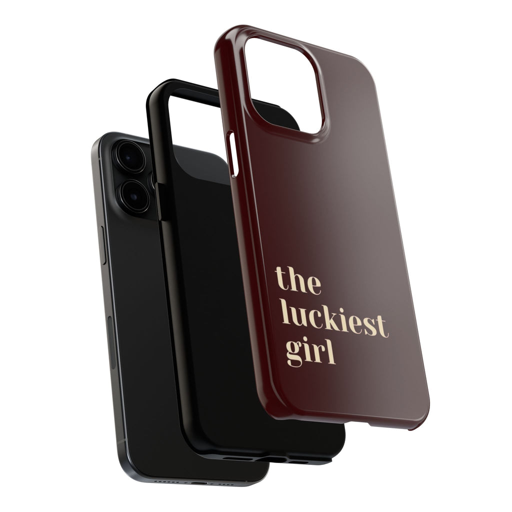 Burgundy Red Phone Case Minimal Aesthetic Protective The Luckiest Girl