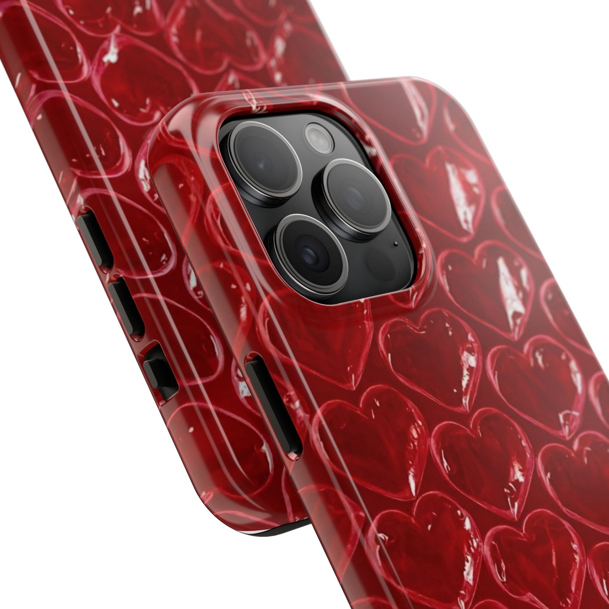 Red Heart Bubble Phone Case,  iPhone & Samsung Cute Love Pattern, Slim Protective Cover, Girls Women Design