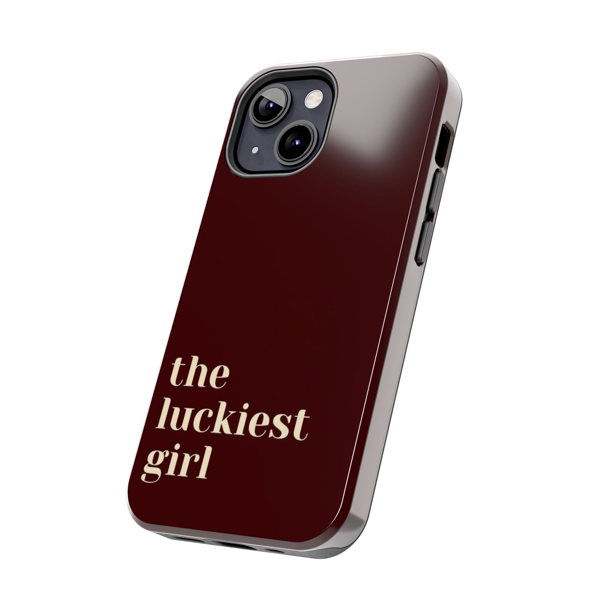 Burgundy Red Phone Case Minimal Aesthetic Protective The Luckiest Girl