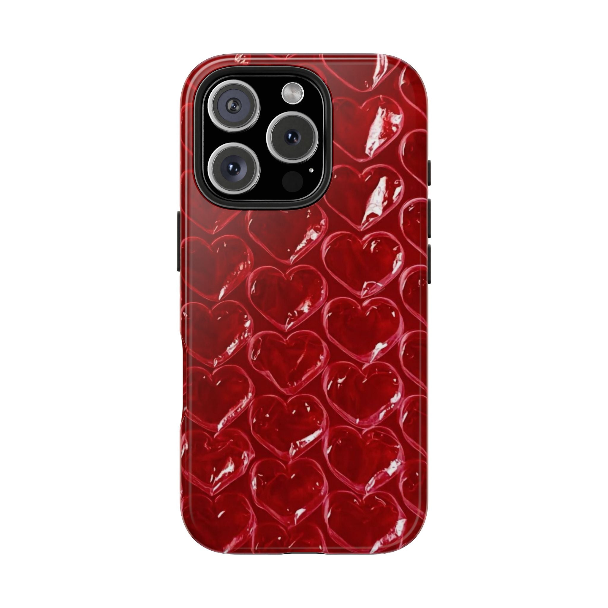 Red Heart Bubble Phone Case,  iPhone & Samsung Cute Love Pattern, Slim Protective Cover, Girls Women Design