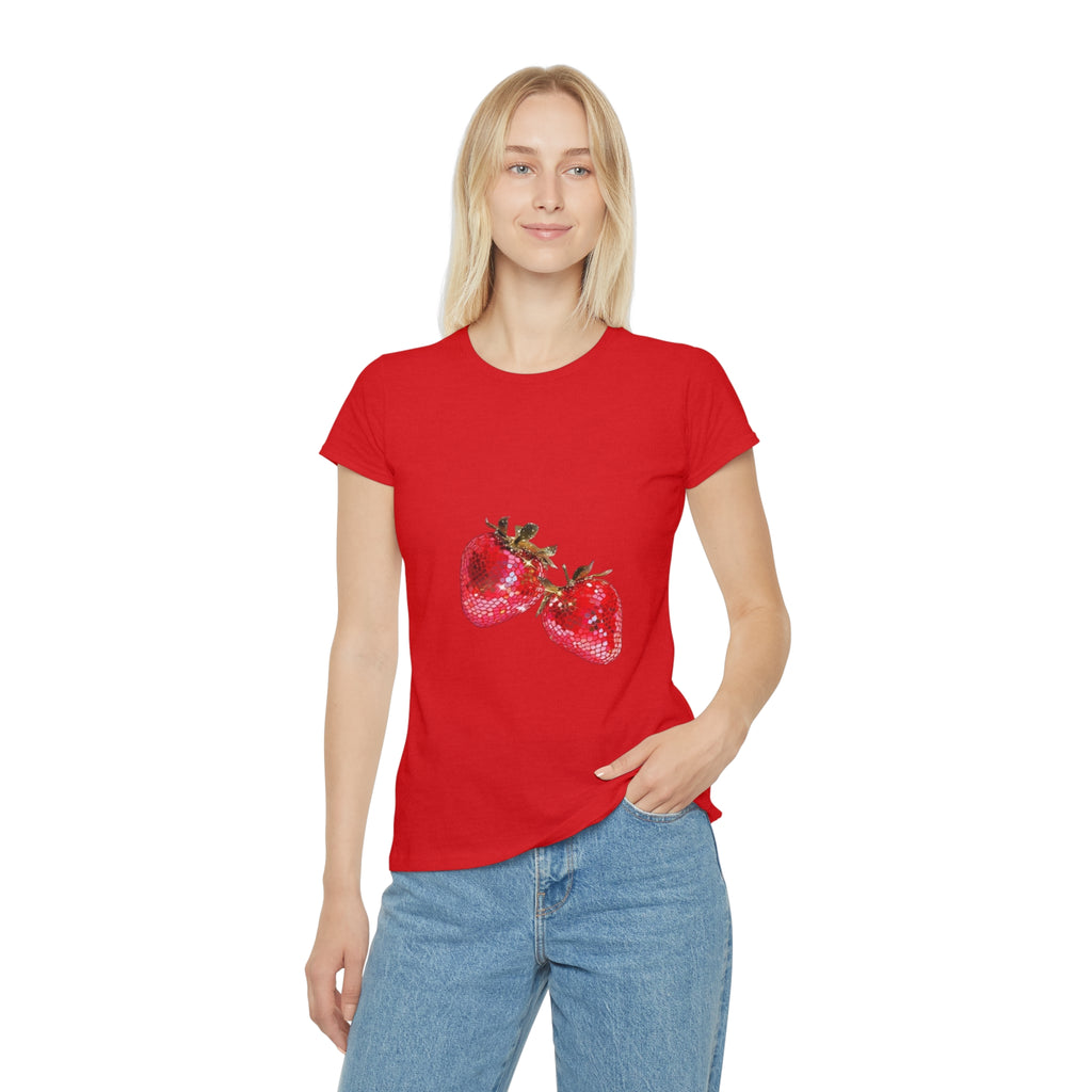Disco Strawberry T-Shirt, Sweet Fruit Graphic Tee, Summer Picnic Style, Soft Cotton Apparel, Unique Gift for Women Girls