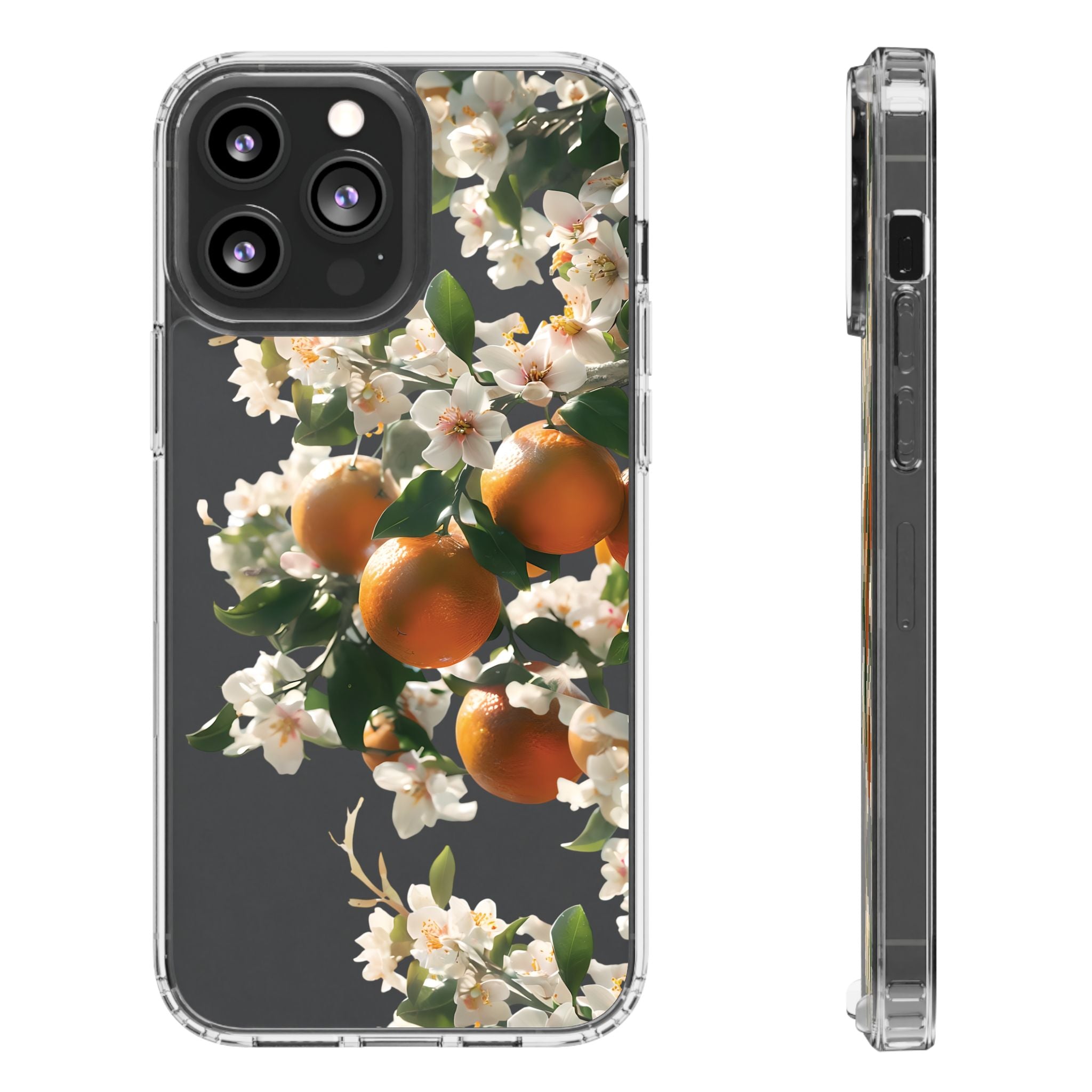 Citrus Blossom Floral Clear Phone Case, Protective Gift for Her, iPhone, Samsung, Google, Huawei