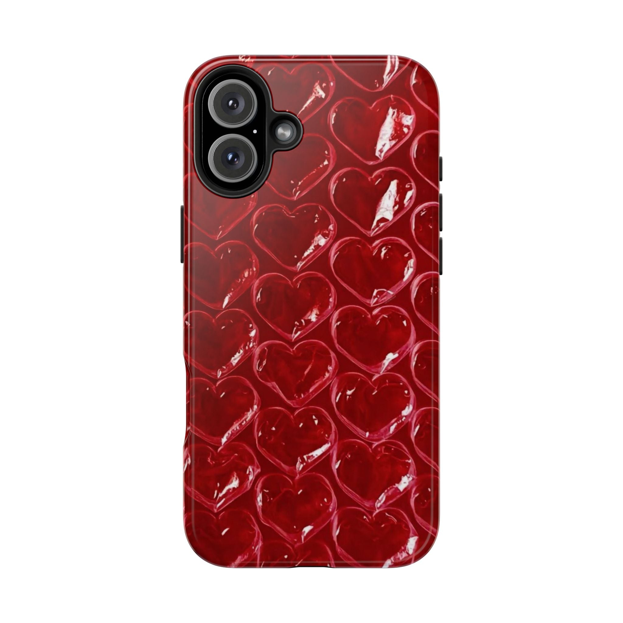 Red Heart Bubble Phone Case,  iPhone & Samsung Cute Love Pattern, Slim Protective Cover, Girls Women Design