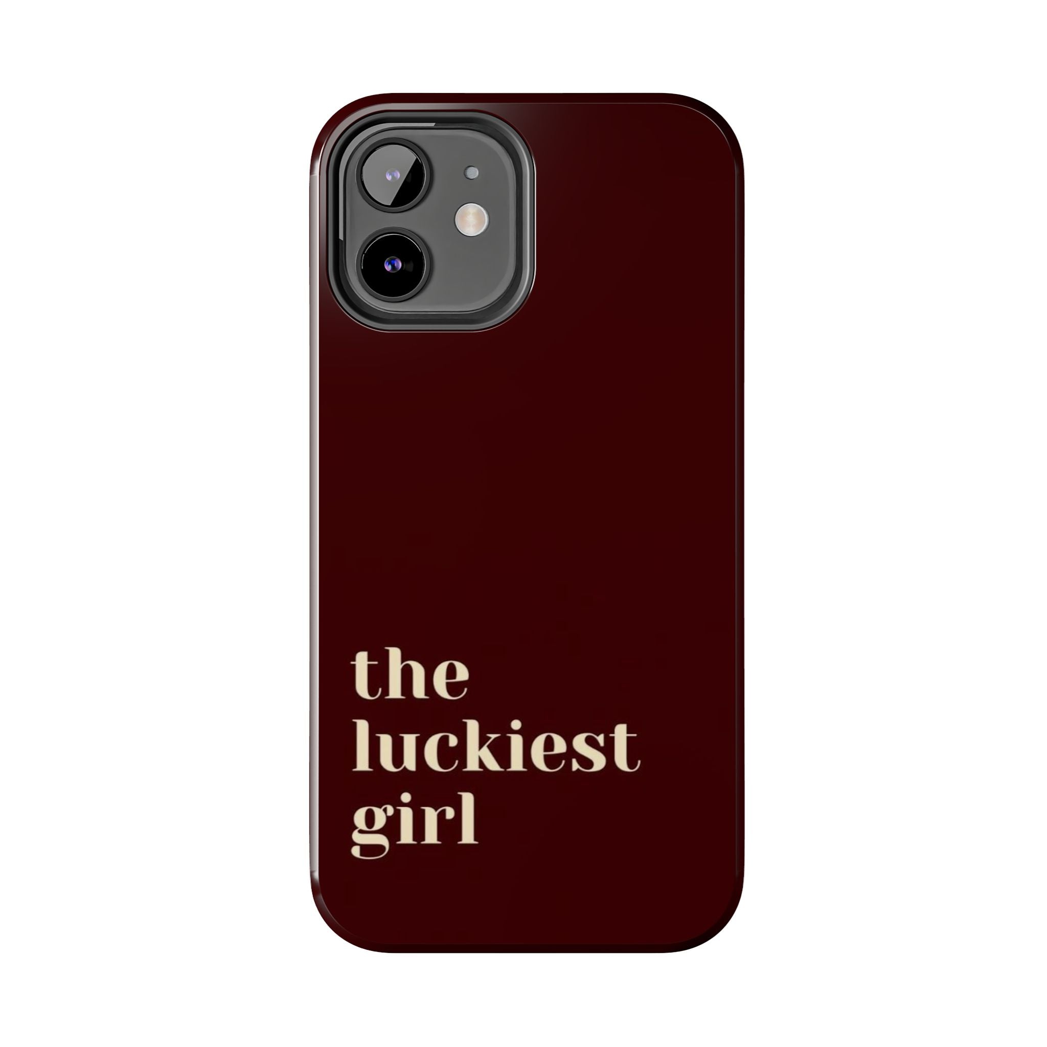 Burgundy Red Phone Case Minimal Aesthetic Protective The Luckiest Girl