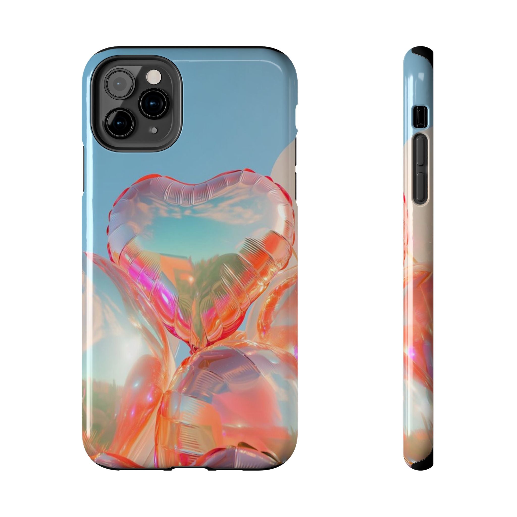 Heart Balloon Phone Case, Iridescent Love Design, iPhone & Samsung Protective Cover, Cute Aesthetic Fun, Girls Women Unique Gift