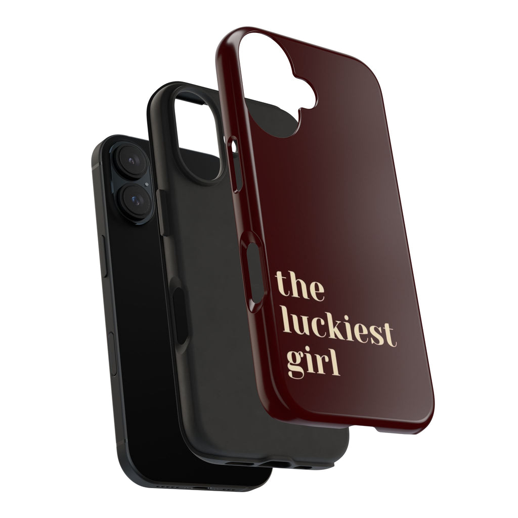 Burgundy Red Phone Case Minimal Aesthetic Protective The Luckiest Girl