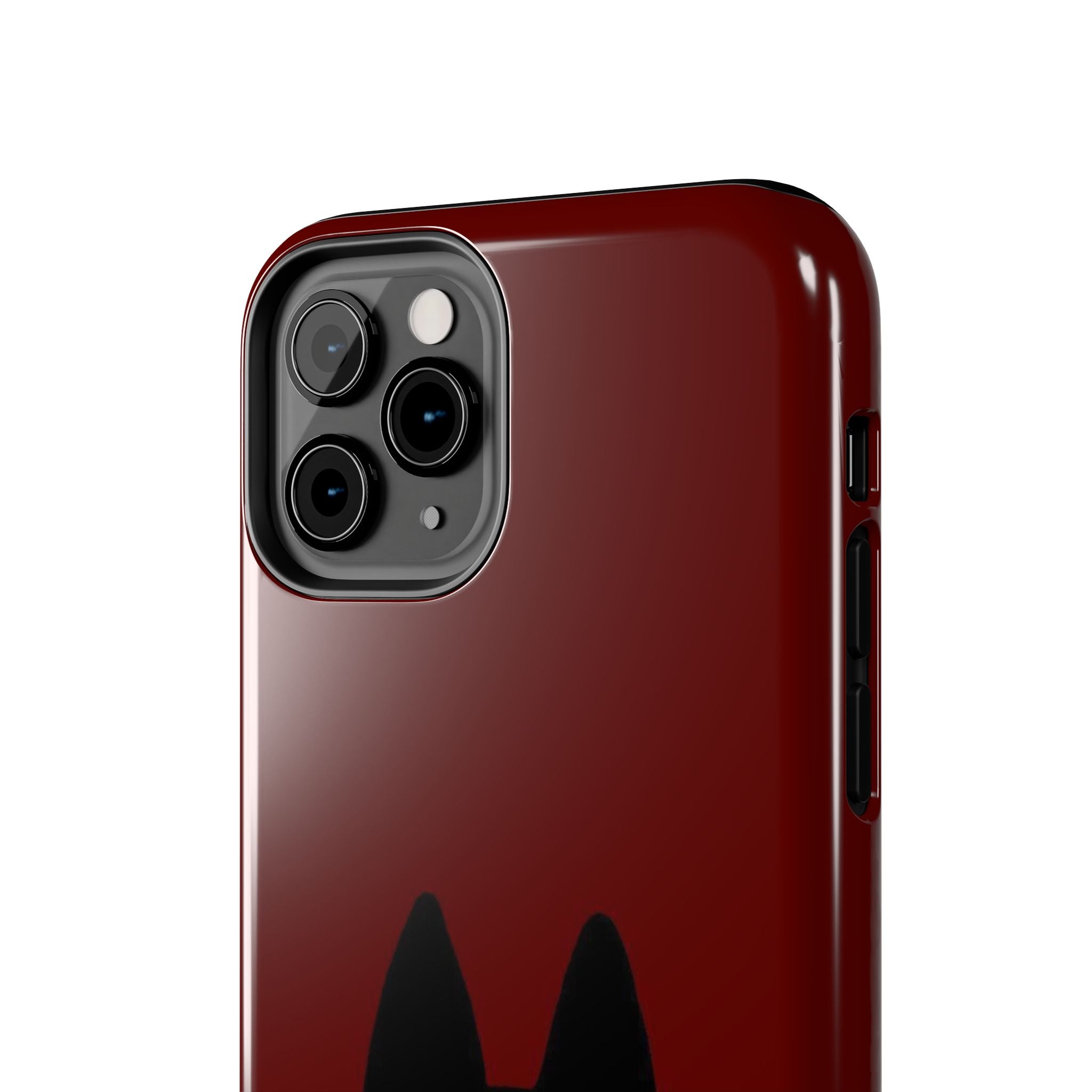 Black Cat Phone Case – Minimal Cute Design, Slim Protective Burgundy Cover