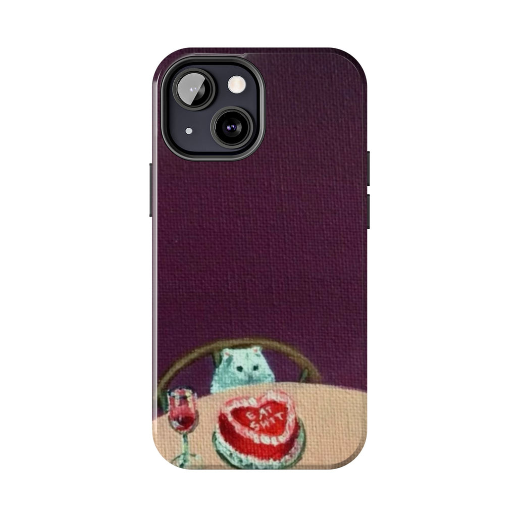 Cute Cat Phone Case, Funny Pet Animal Design, iPhone & Samsung Protective Cover, Birthday Cake Art, Unique Gift for Cat Lovers