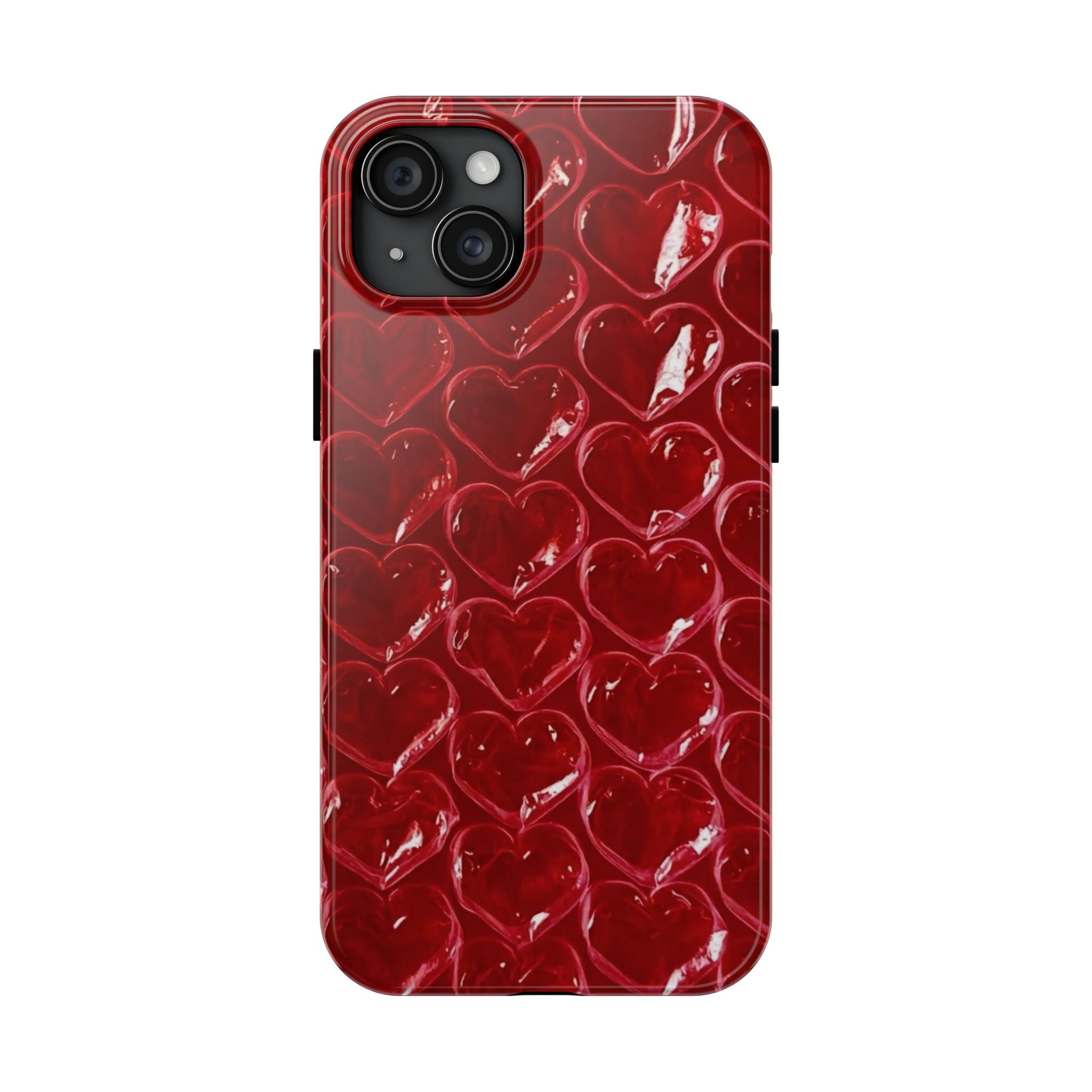 Red Heart Bubble Phone Case,  iPhone & Samsung Cute Love Pattern, Slim Protective Cover, Girls Women Design