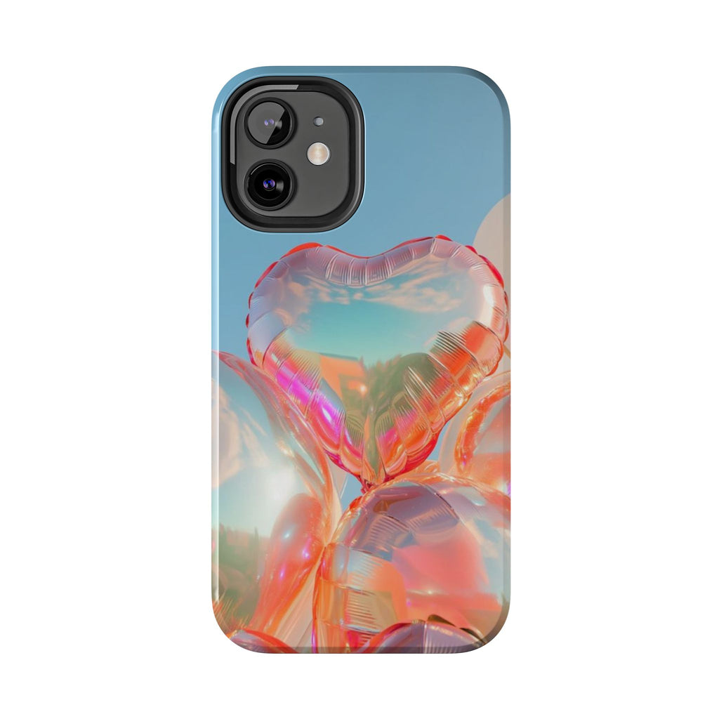 Heart Balloon Phone Case, Iridescent Love Design, iPhone & Samsung Protective Cover, Cute Aesthetic Fun, Girls Women Unique Gift