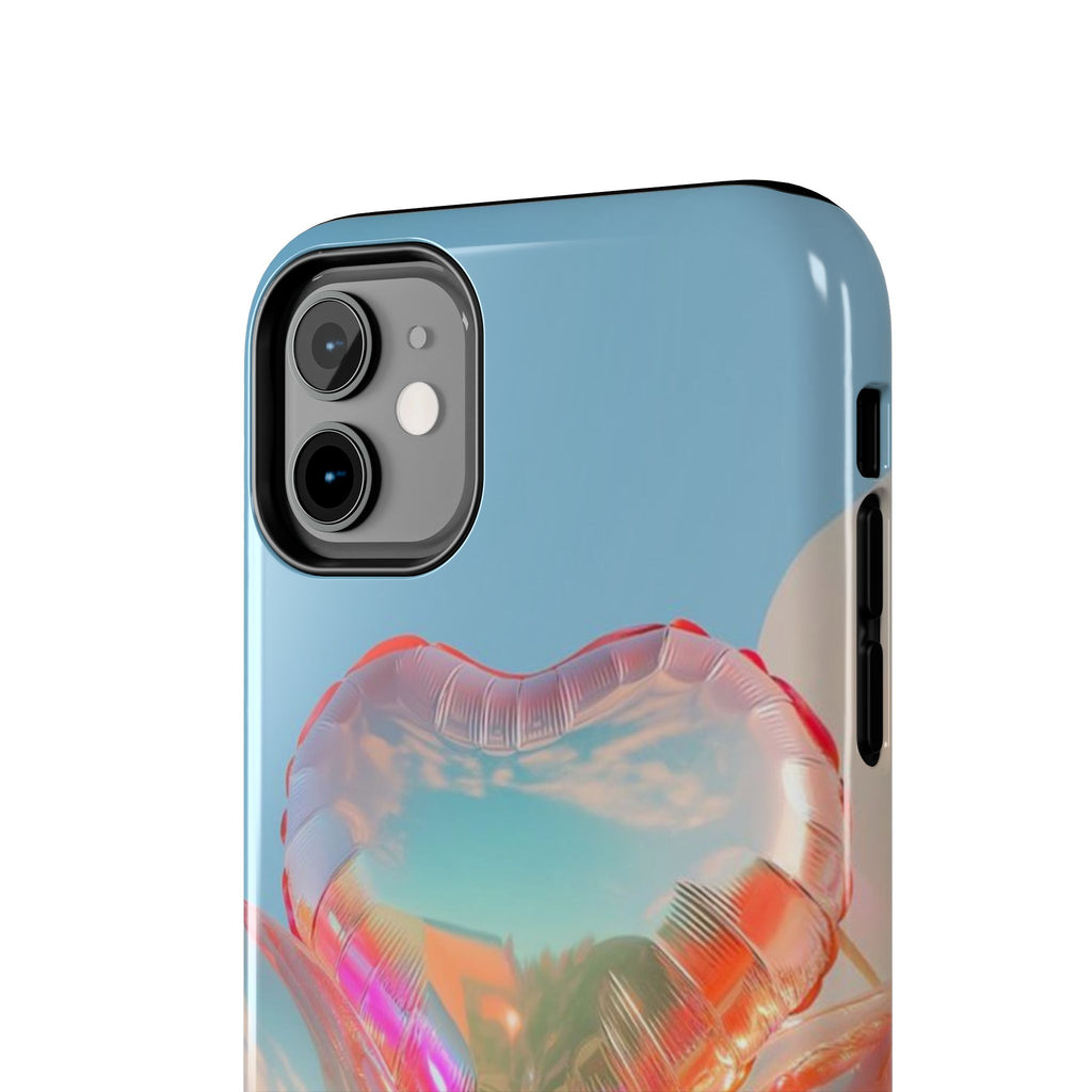 Heart Balloon Phone Case, Iridescent Love Design, iPhone & Samsung Protective Cover, Cute Aesthetic Fun, Girls Women Unique Gift