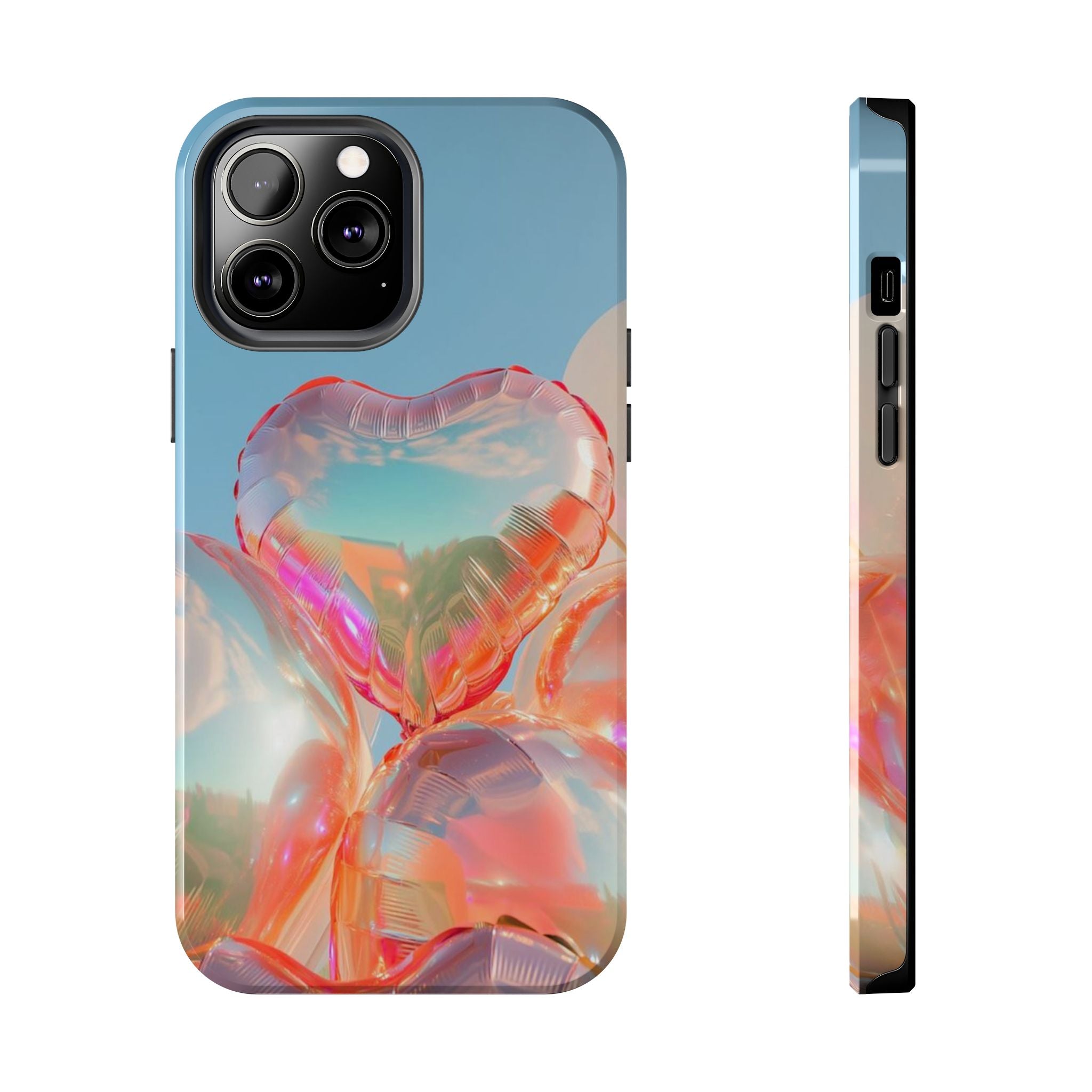 Heart Balloon Phone Case, Iridescent Love Design, iPhone & Samsung Protective Cover, Cute Aesthetic Fun, Girls Women Unique Gift