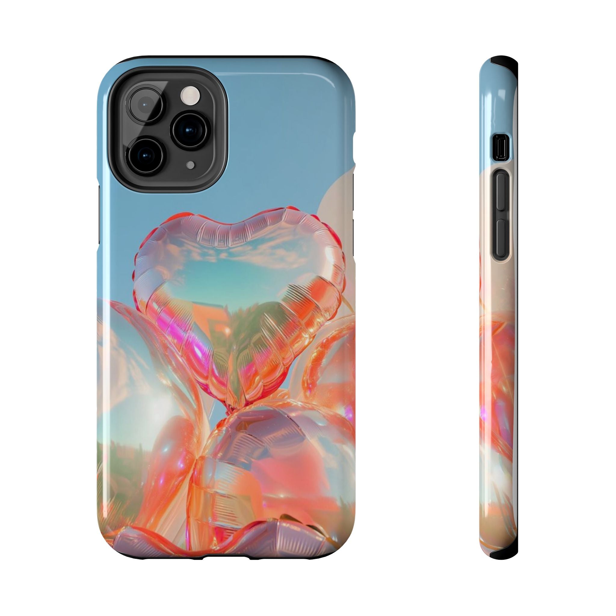 Heart Balloon Phone Case, Iridescent Love Design, iPhone & Samsung Protective Cover, Cute Aesthetic Fun, Girls Women Unique Gift