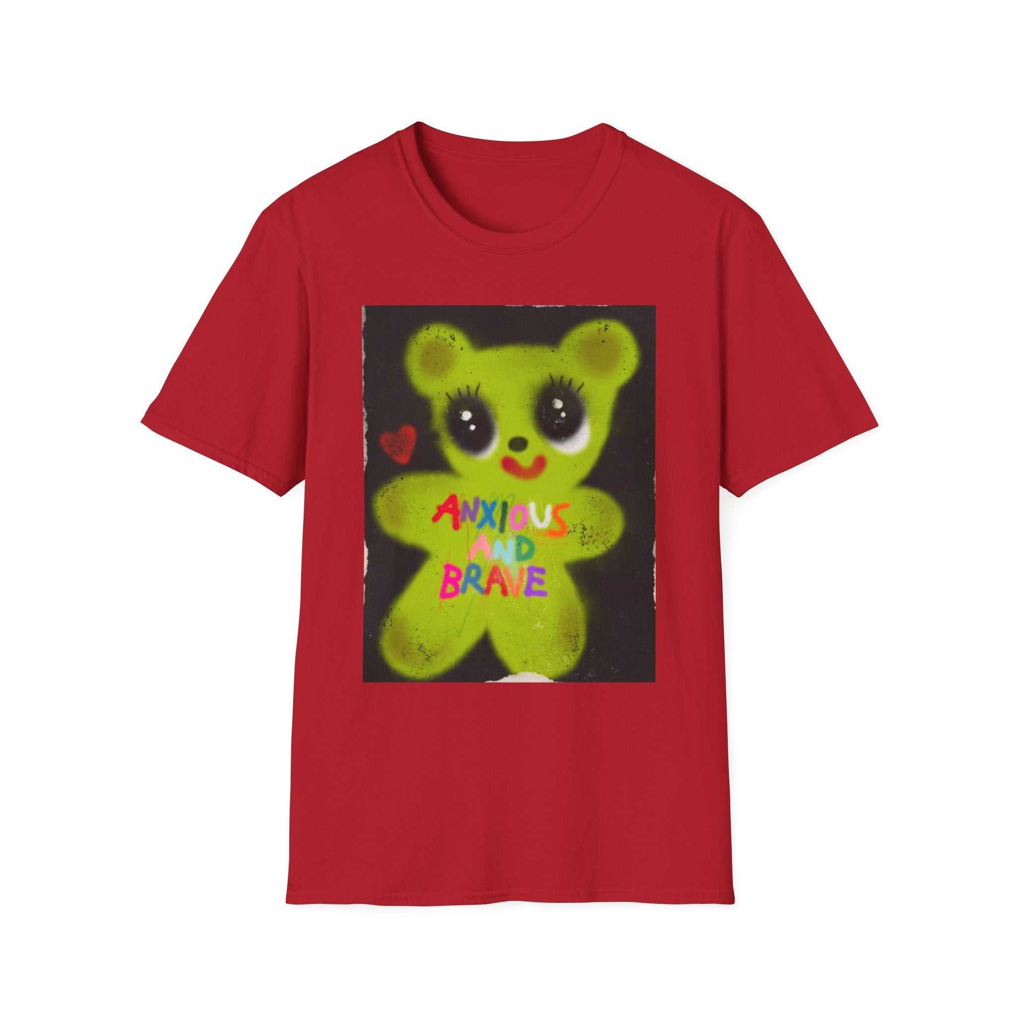 Anxious and Brave Bear T-Shirt – Cute Mental Health Graphic Tee for Men & Women