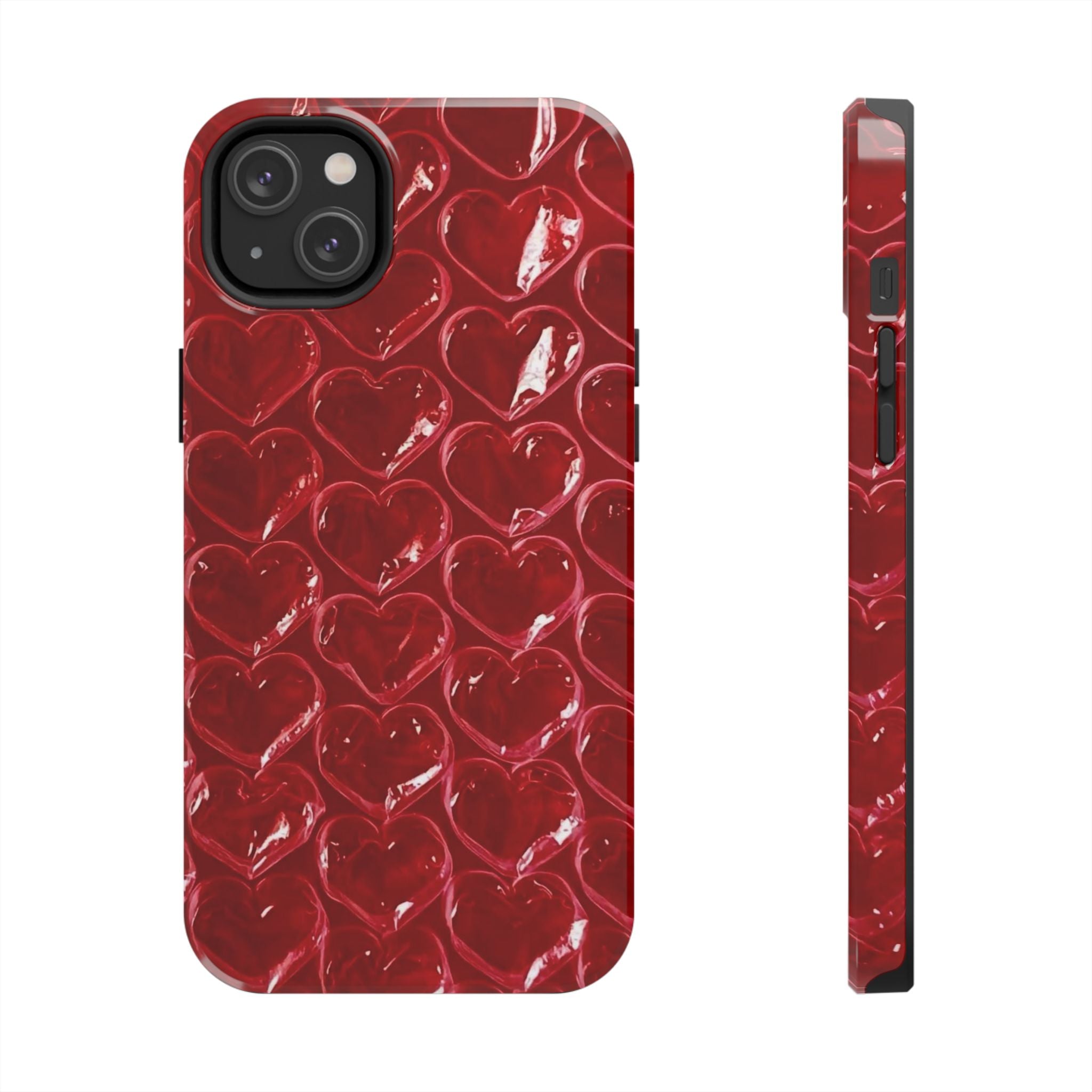 Red Heart Bubble Phone Case,  iPhone & Samsung Cute Love Pattern, Slim Protective Cover, Girls Women Design