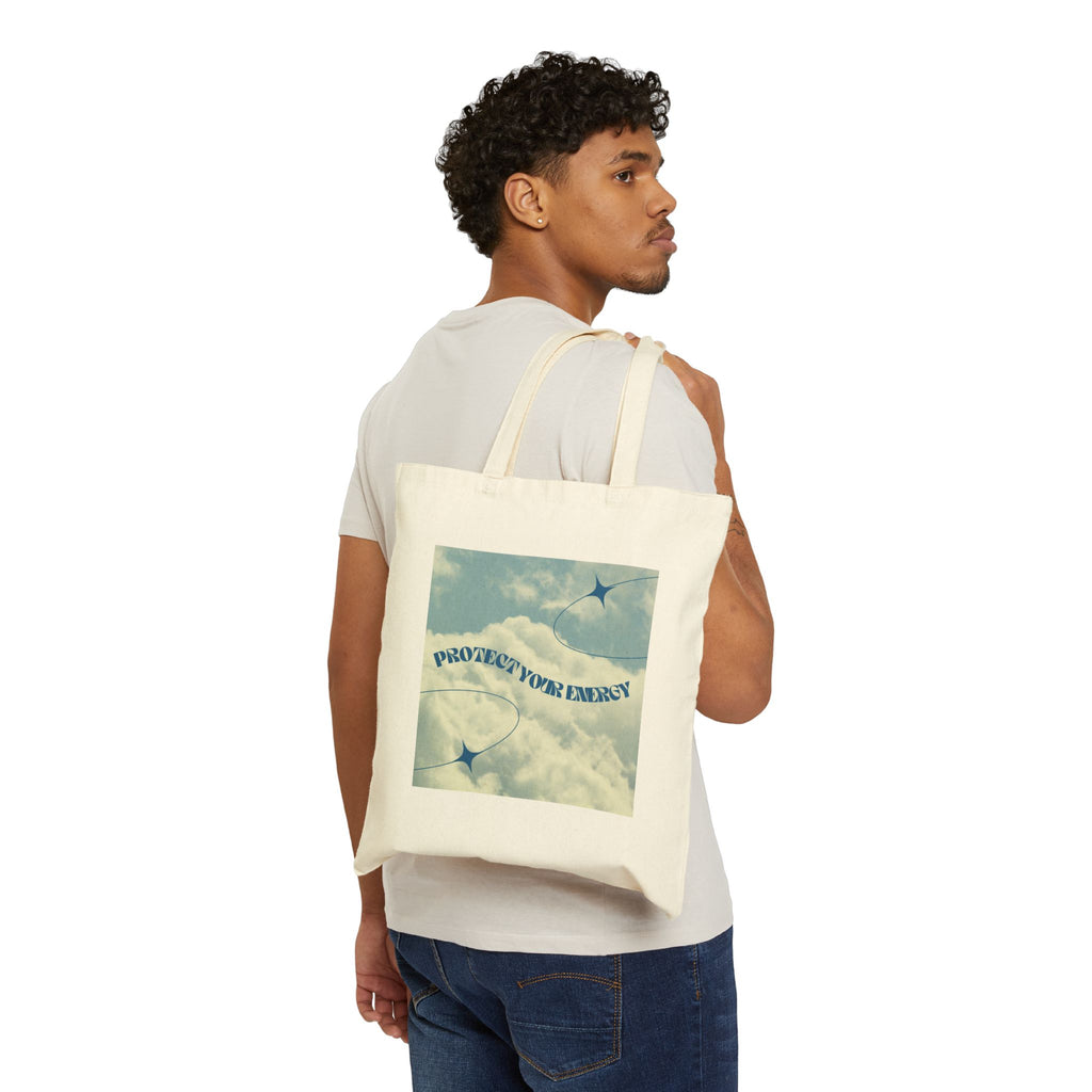 Fun Cotton Tote Bag, Protect Your Energy Tote, Shopping Bag, Eco-Friendly Grocery Bag