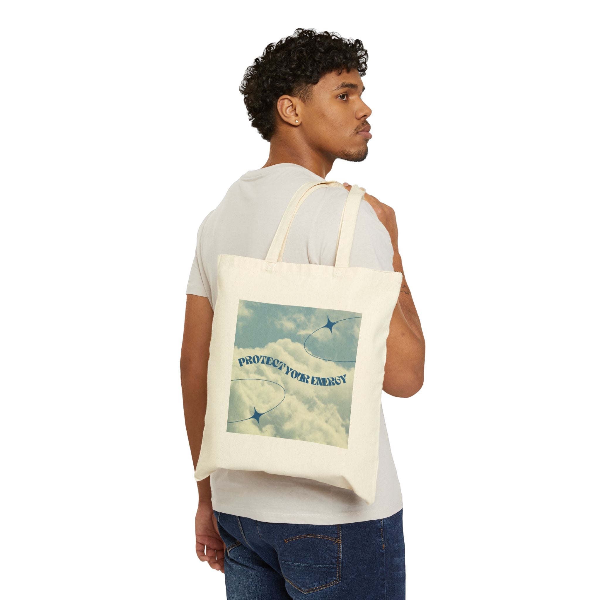 Fun Cotton Tote Bag, Protect Your Energy Tote, Shopping Bag, Eco-Friendly Grocery Bag