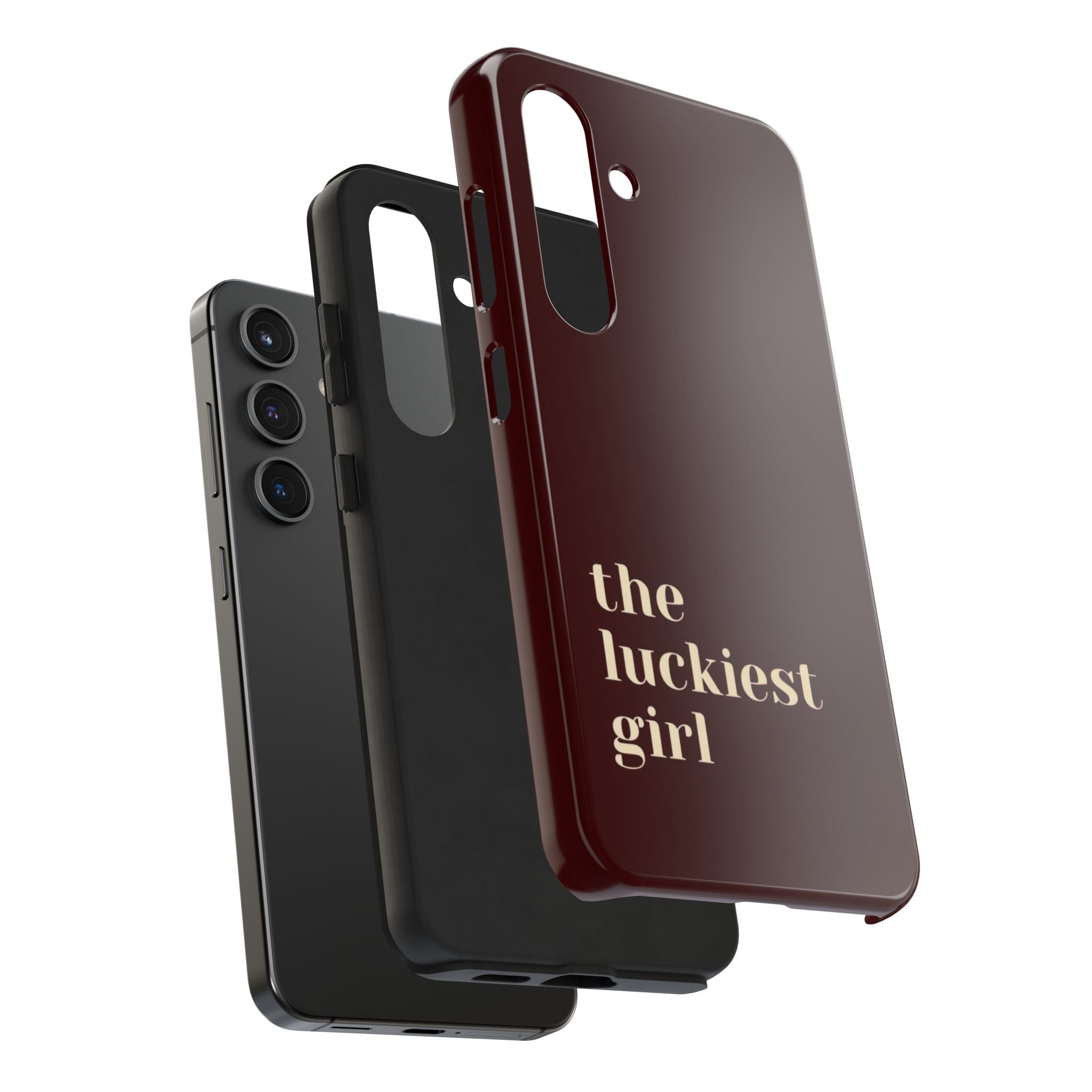 Burgundy Red Phone Case Minimal Aesthetic Protective The Luckiest Girl