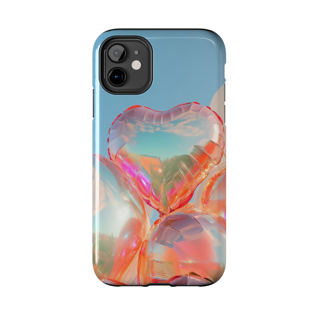 Heart Balloon Phone Case, Iridescent Love Design, iPhone & Samsung Protective Cover, Cute Aesthetic Fun, Girls Women Unique Gift