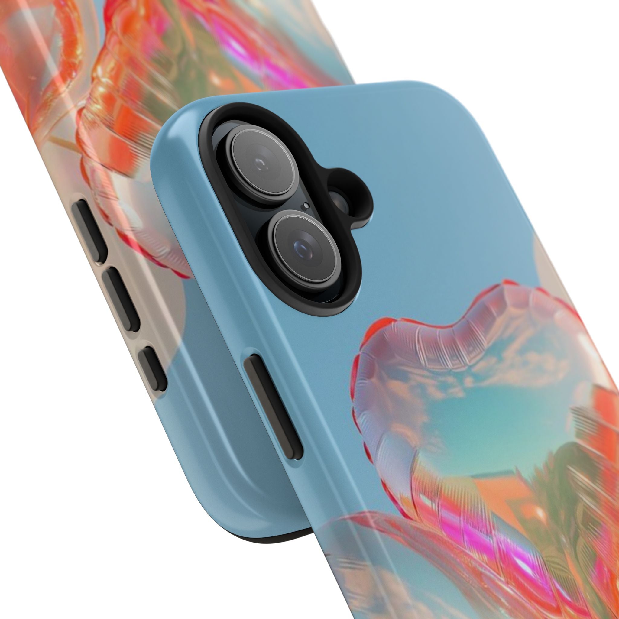 Heart Balloon Phone Case, Iridescent Love Design, iPhone & Samsung Protective Cover, Cute Aesthetic Fun, Girls Women Unique Gift