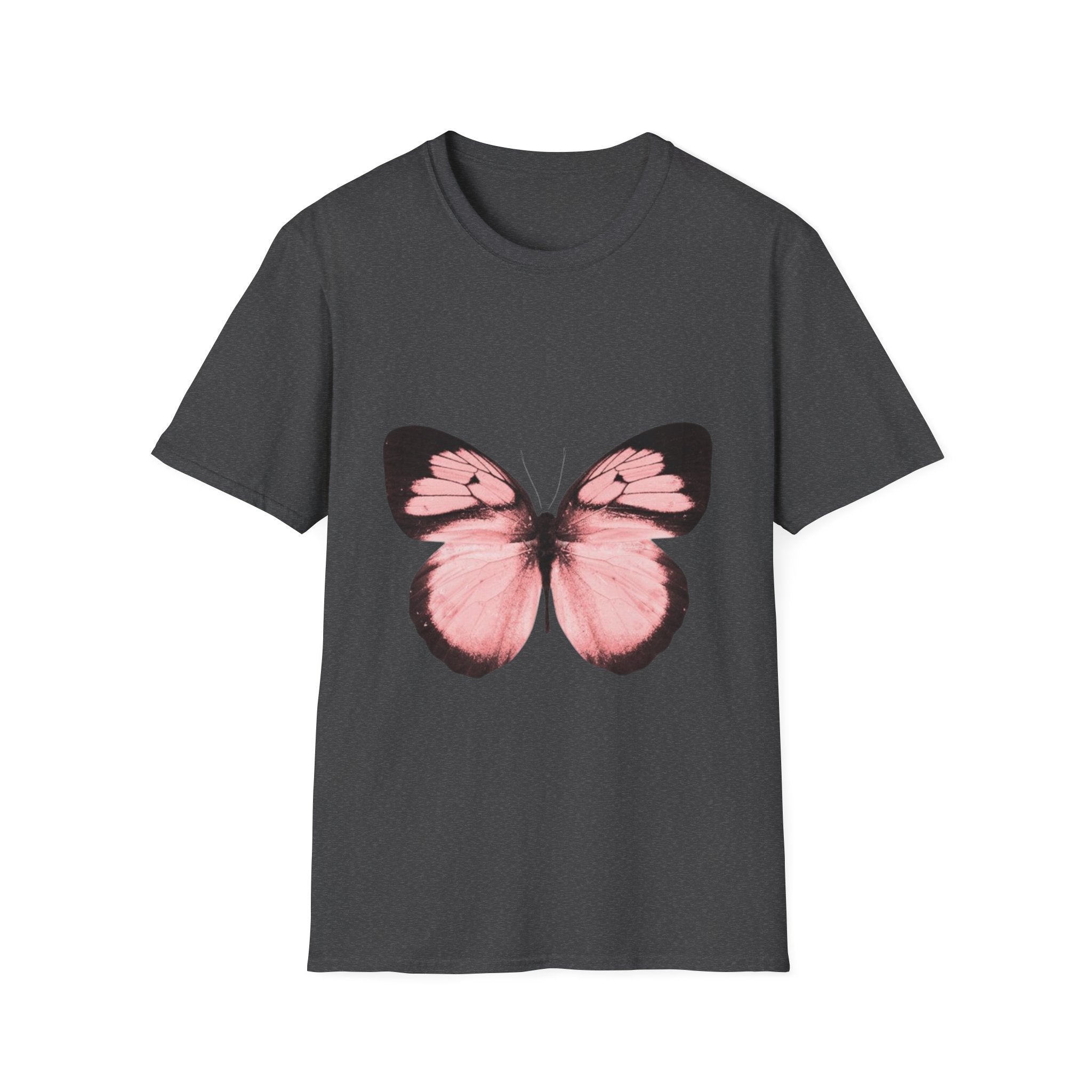 Pink Butterfly T-Shirt, Aesthetic Insect Graphic Tee, Nature Art Shirt, Soft Cotton Apparel, Unique Gift for Women Men