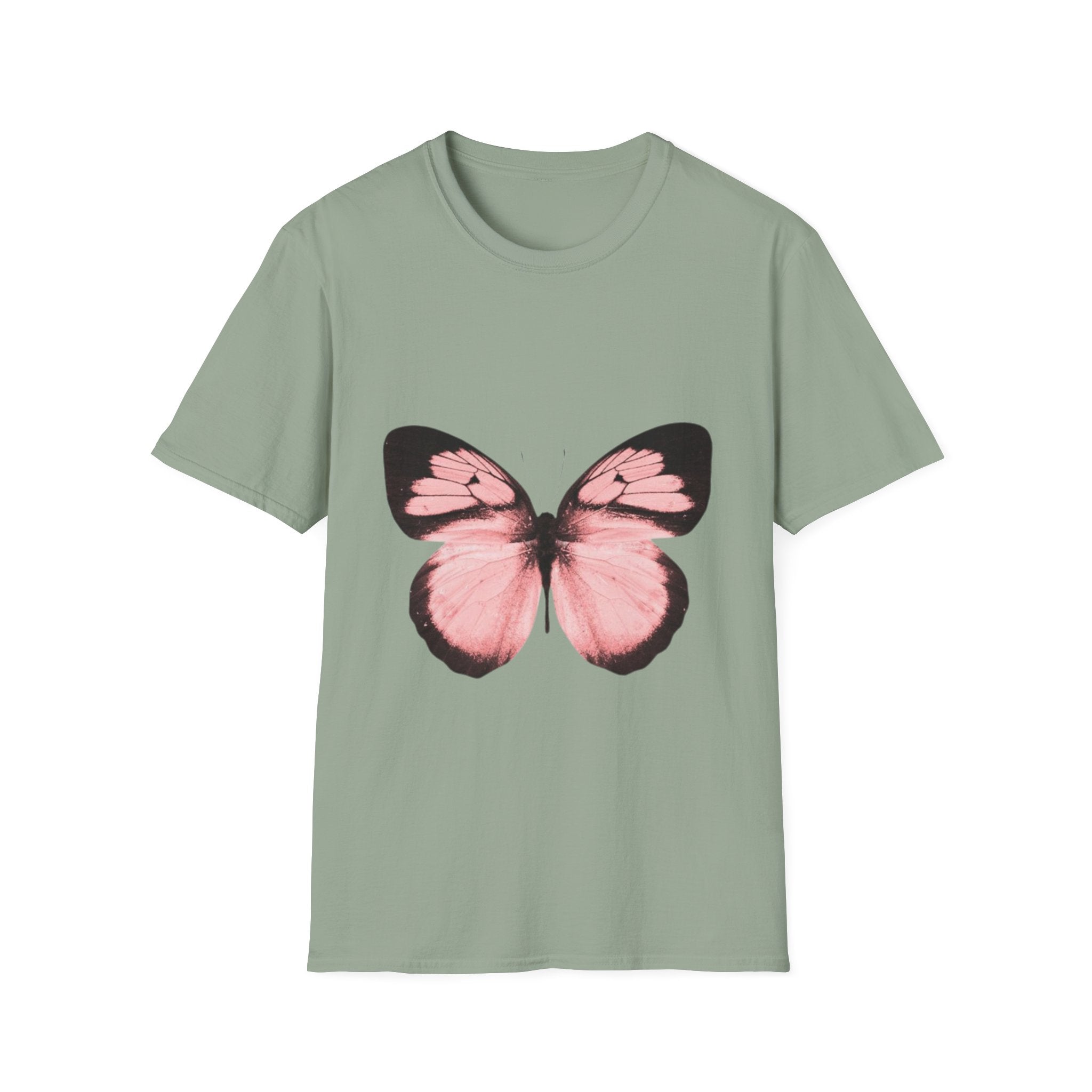 Pink Butterfly T-Shirt, Aesthetic Insect Graphic Tee, Nature Art Shirt, Soft Cotton Apparel, Unique Gift for Women Men
