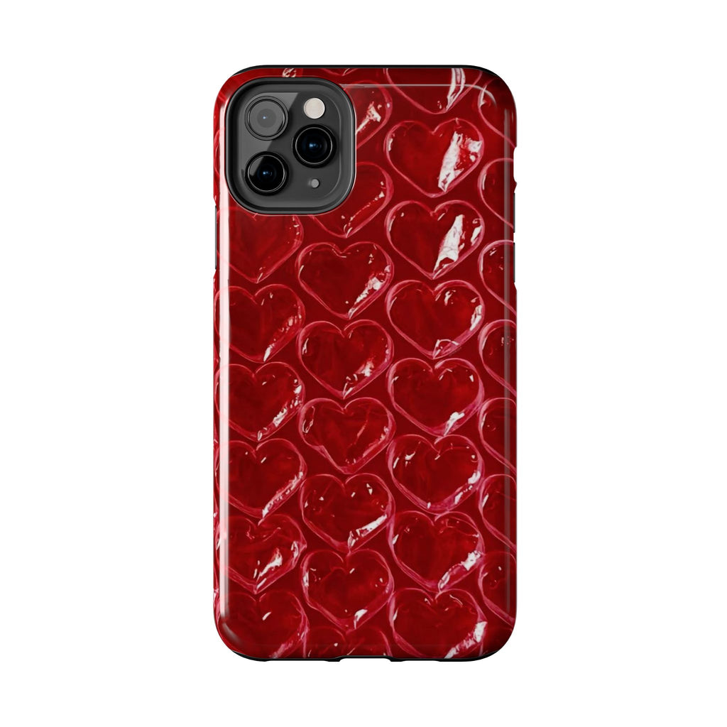 Red Heart Bubble Phone Case,  iPhone & Samsung Cute Love Pattern, Slim Protective Cover, Girls Women Design
