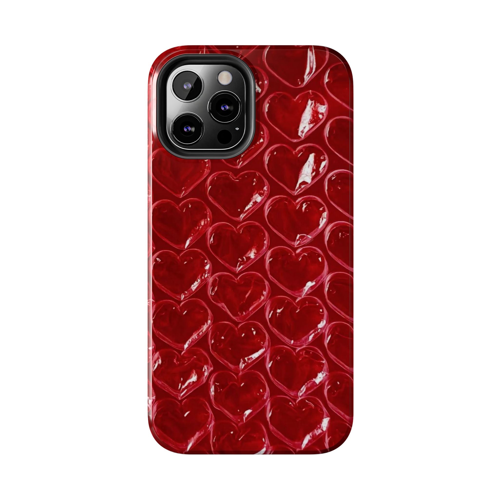 Red Heart Bubble Phone Case,  iPhone & Samsung Cute Love Pattern, Slim Protective Cover, Girls Women Design