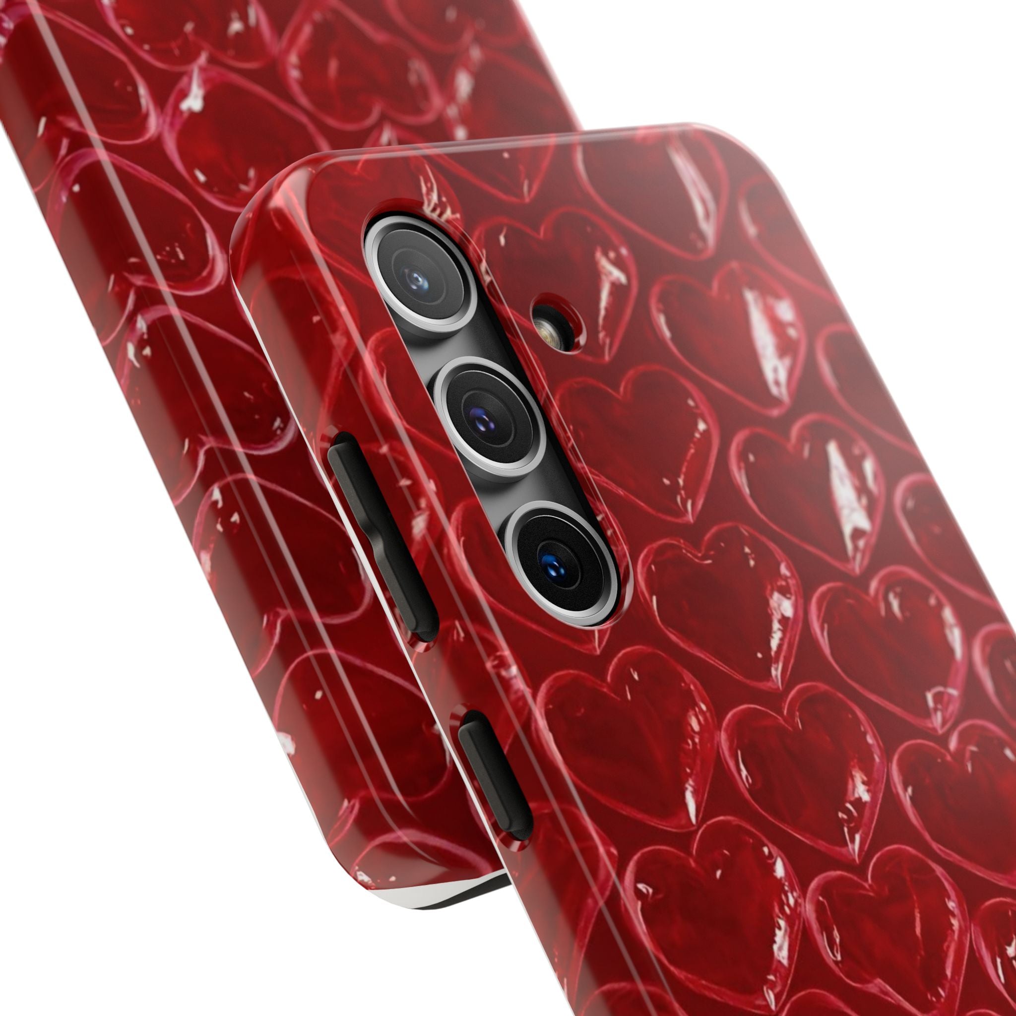 Red Heart Bubble Phone Case,  iPhone & Samsung Cute Love Pattern, Slim Protective Cover, Girls Women Design