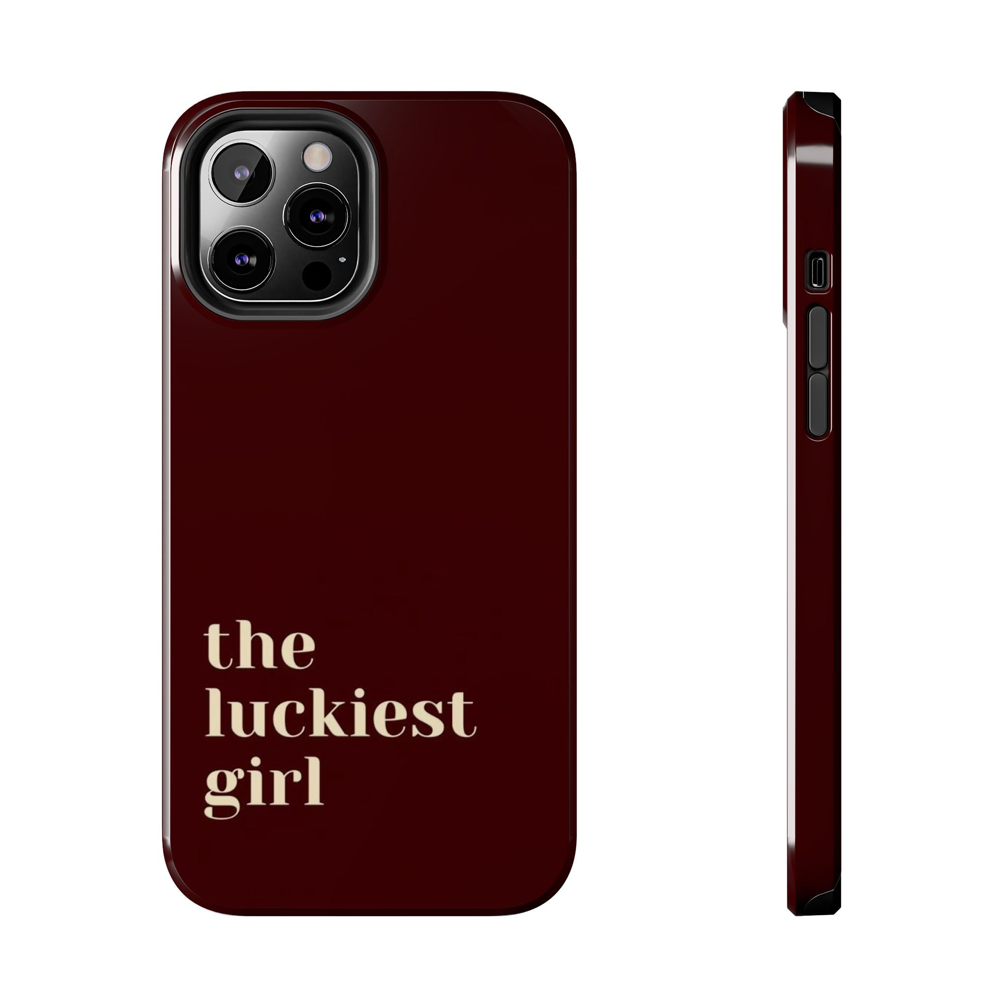 Burgundy Red Phone Case Minimal Aesthetic Protective The Luckiest Girl