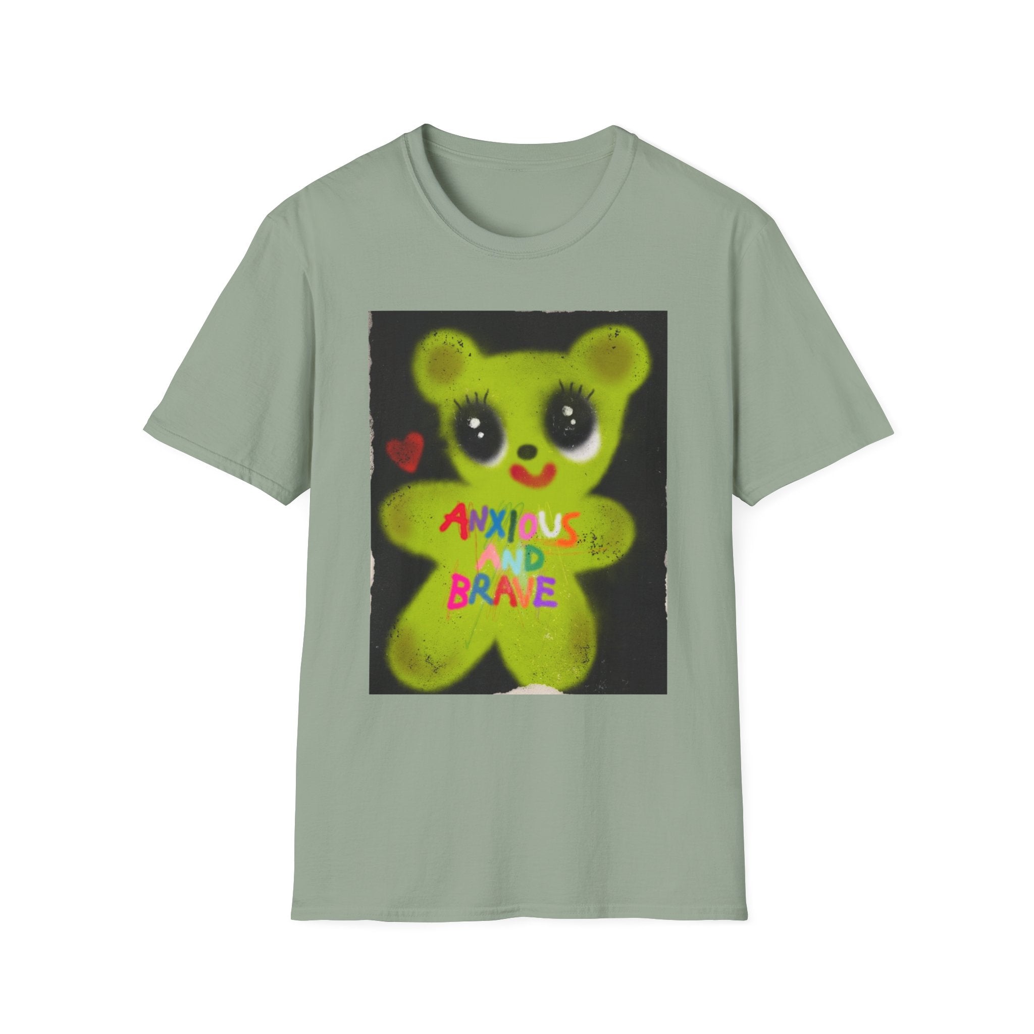 Anxious and Brave Bear T-Shirt – Cute Mental Health Graphic Tee for Men & Women
