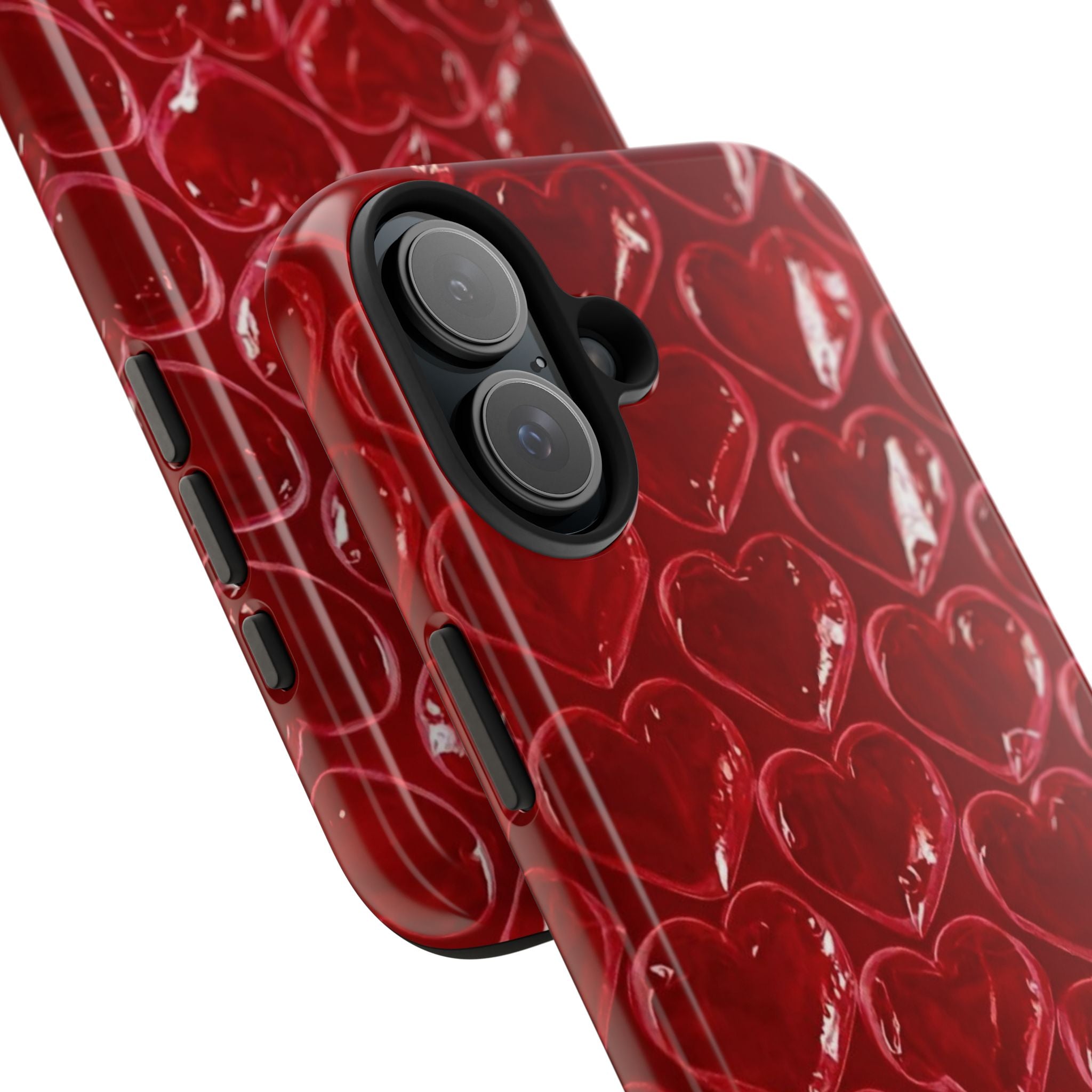 Red Heart Bubble Phone Case,  iPhone & Samsung Cute Love Pattern, Slim Protective Cover, Girls Women Design