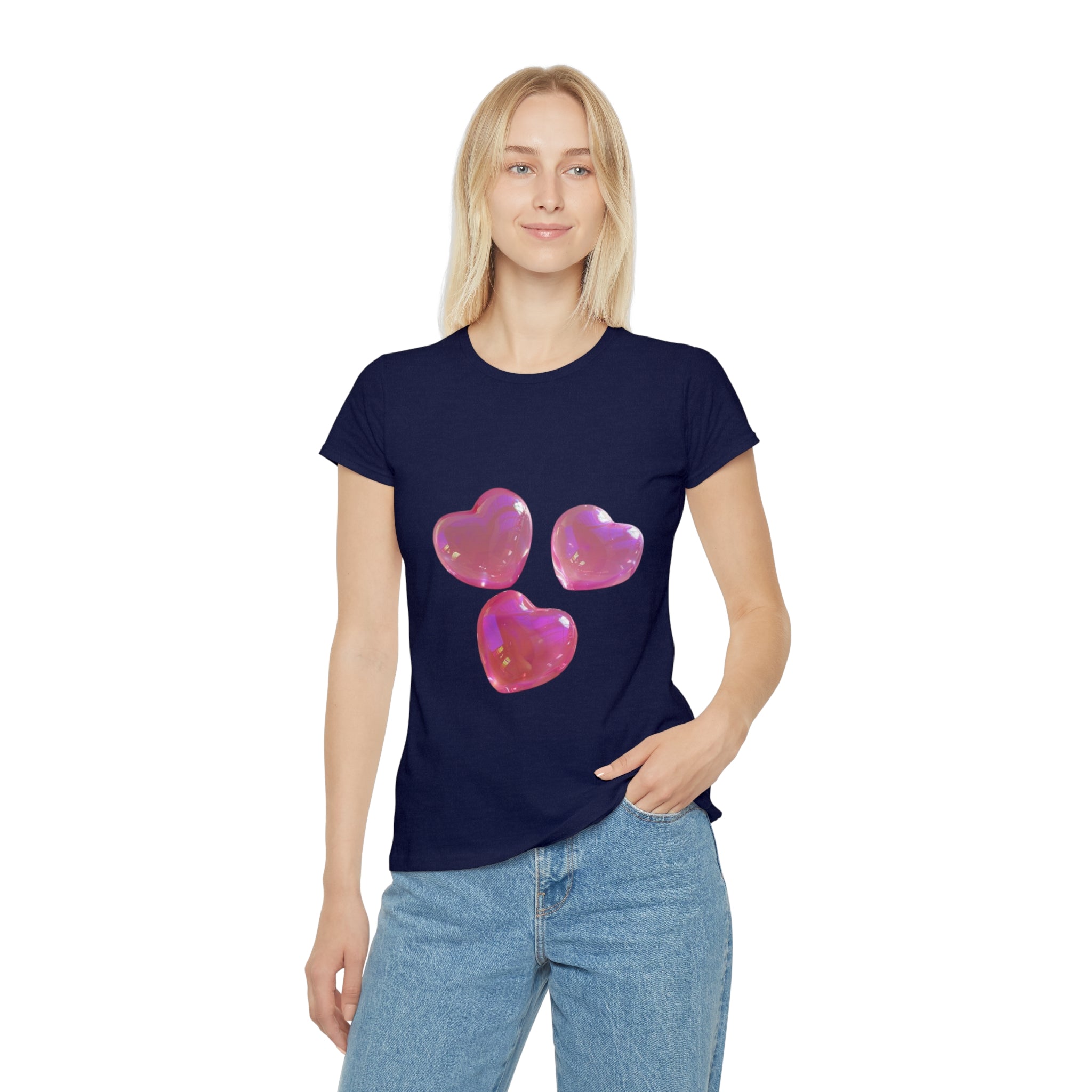 Jelly Pink Hearts T-Shirt, Cute Love Graphic Tee, Aesthetic Heart Design, Soft Cotton Apparel, Unique Gift for Women Girls