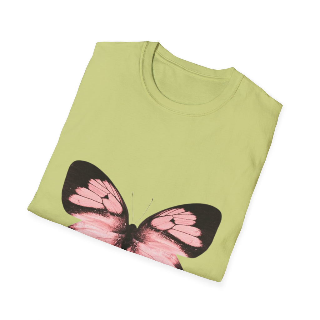 Pink Butterfly T-Shirt, Aesthetic Insect Graphic Tee, Nature Art Shirt, Soft Cotton Apparel, Unique Gift for Women Men