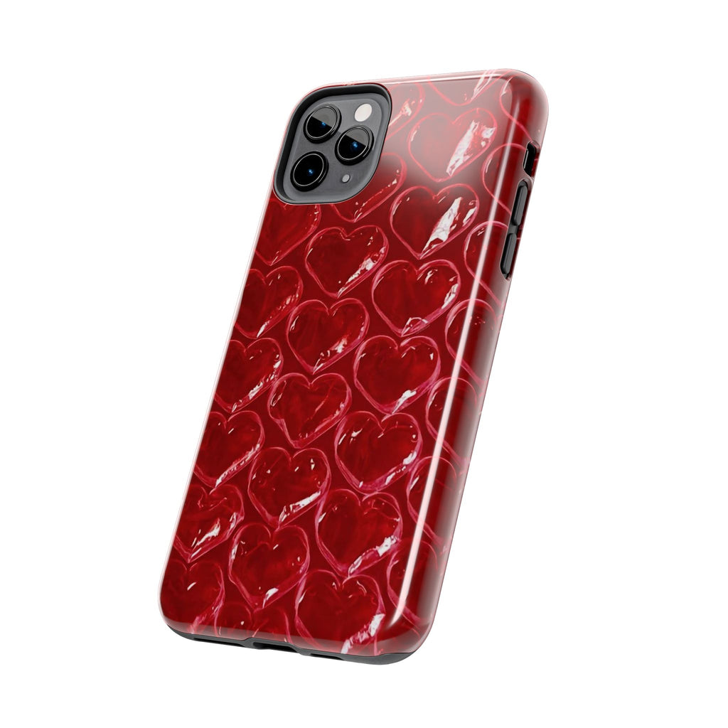 Red Heart Bubble Phone Case,  iPhone & Samsung Cute Love Pattern, Slim Protective Cover, Girls Women Design