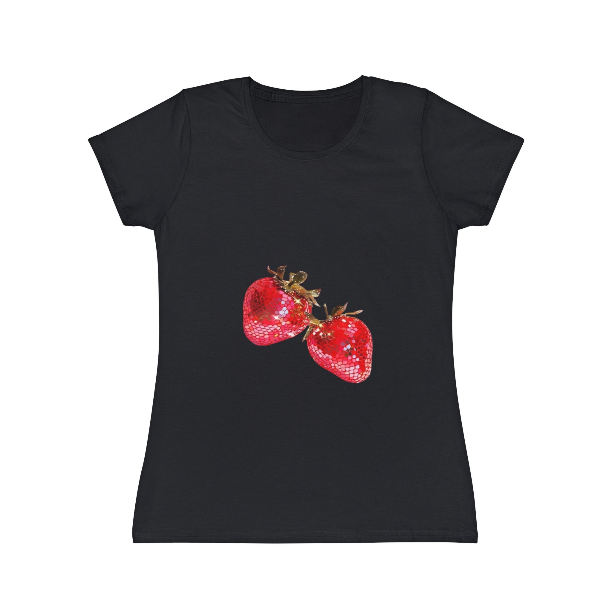 Disco Strawberry T-Shirt, Sweet Fruit Graphic Tee, Summer Picnic Style, Soft Cotton Apparel, Unique Gift for Women Girls