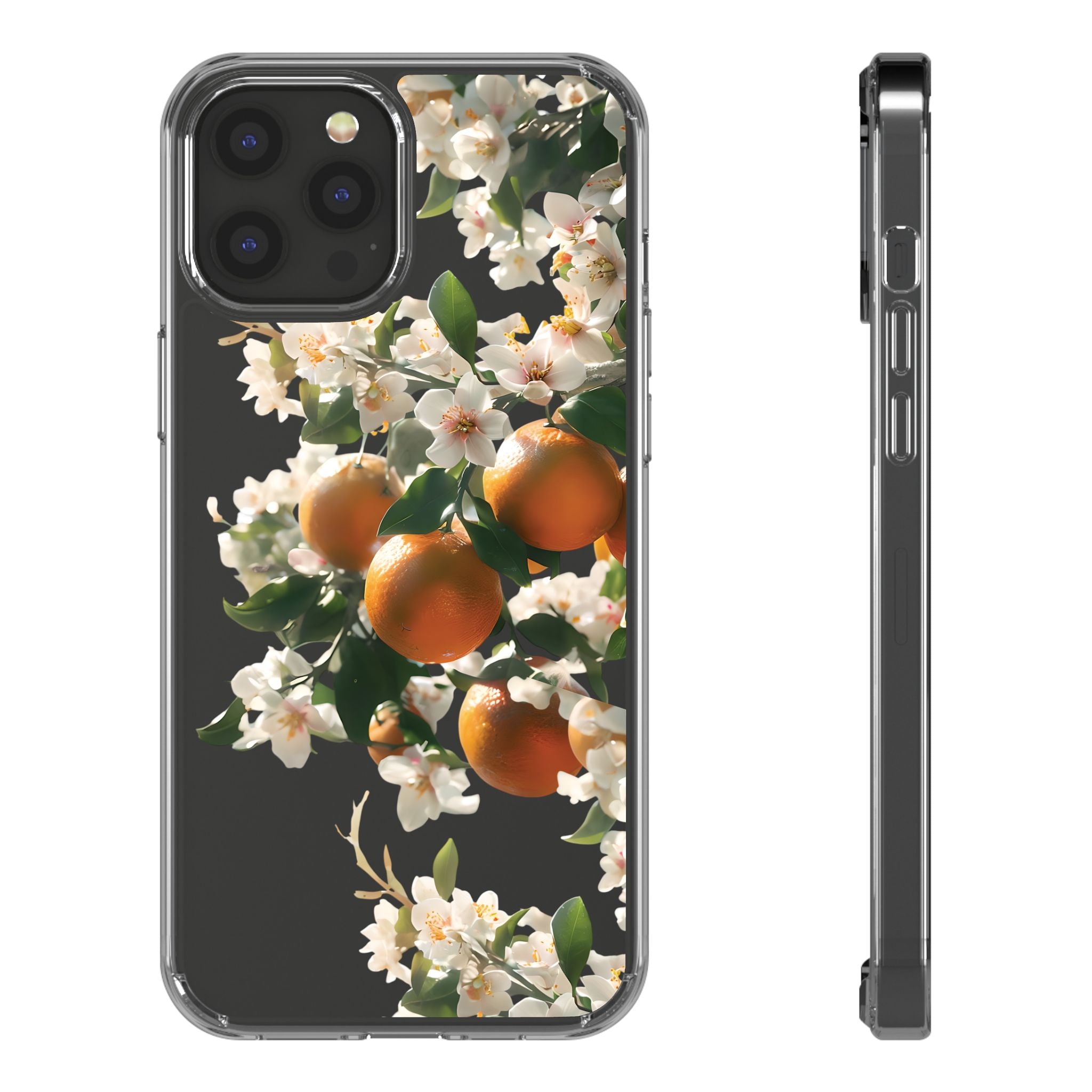 Citrus Blossom Floral Clear Phone Case, Protective Gift for Her, iPhone, Samsung, Google, Huawei