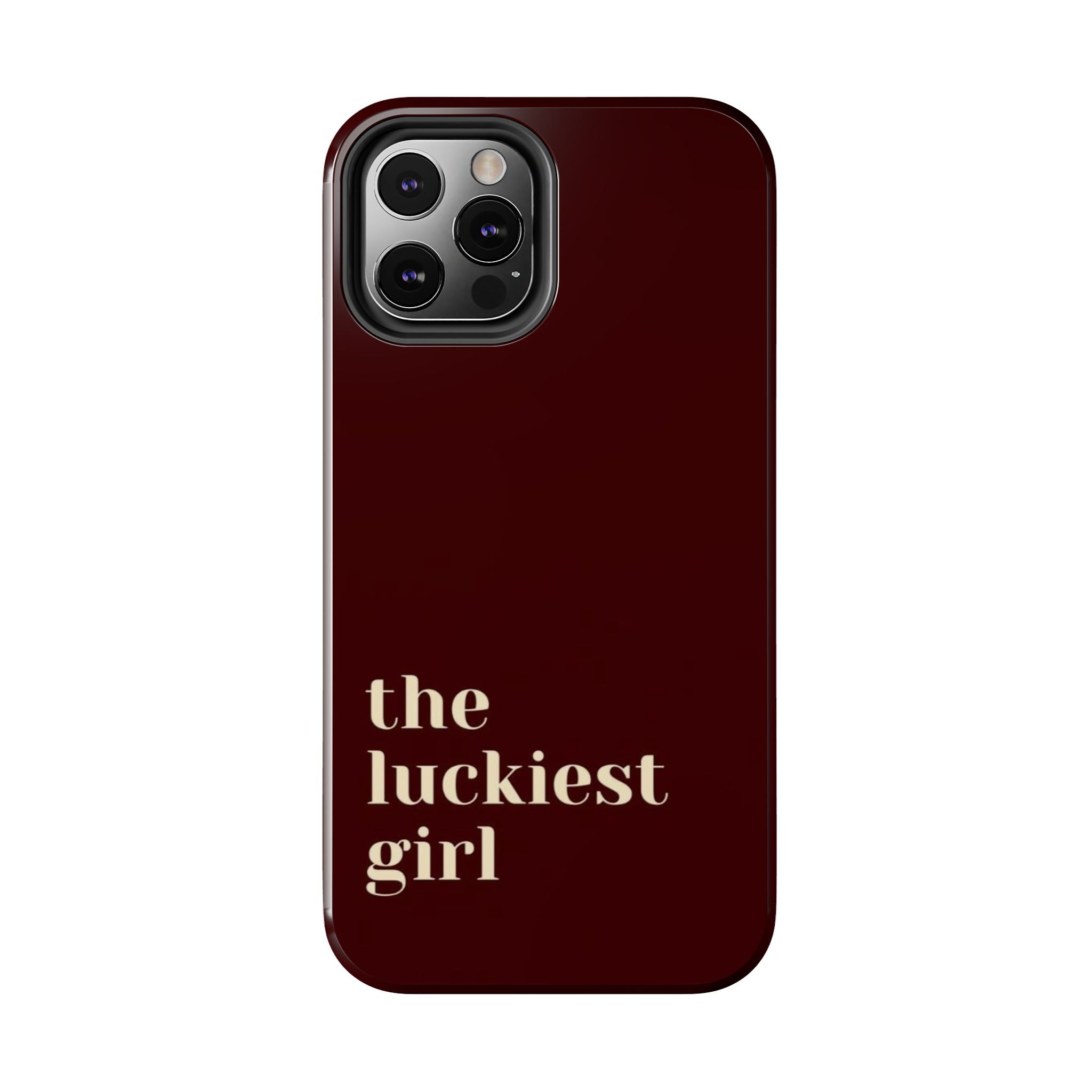 Burgundy Red Phone Case Minimal Aesthetic Protective The Luckiest Girl