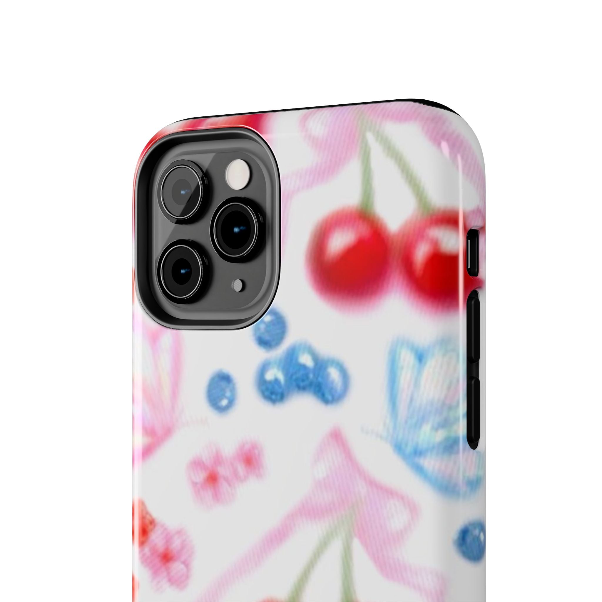 Cute Cherry Strawberry Phone Case, Bow Butterfly Design, iPhone & Samsung Protective Cover, Girls Women Fun Gift, Fruit Floral Pattern