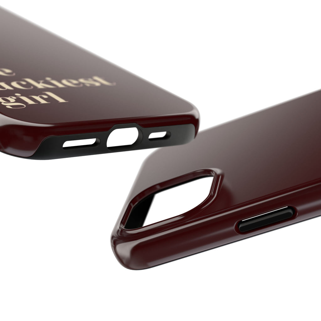 Burgundy Red Phone Case Minimal Aesthetic Protective The Luckiest Girl