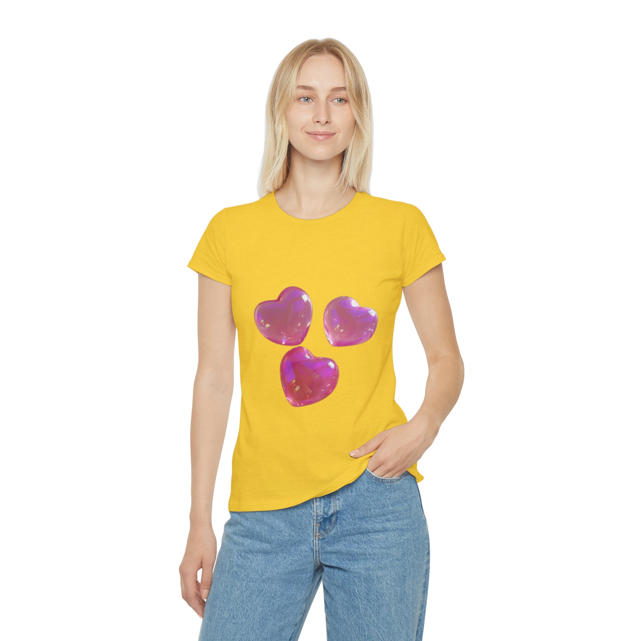 Jelly Pink Hearts T-Shirt, Cute Love Graphic Tee, Aesthetic Heart Design, Soft Cotton Apparel, Unique Gift for Women Girls